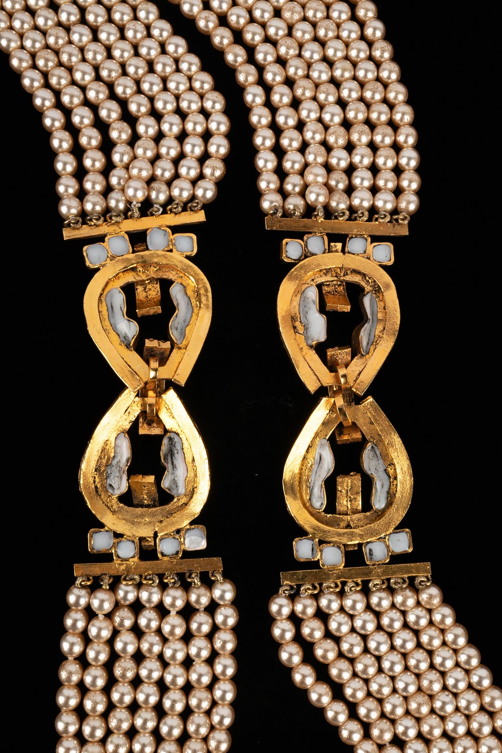 Chanel Necklace Haute Couture with Costume Pearls, 2cc3 For Sale 3