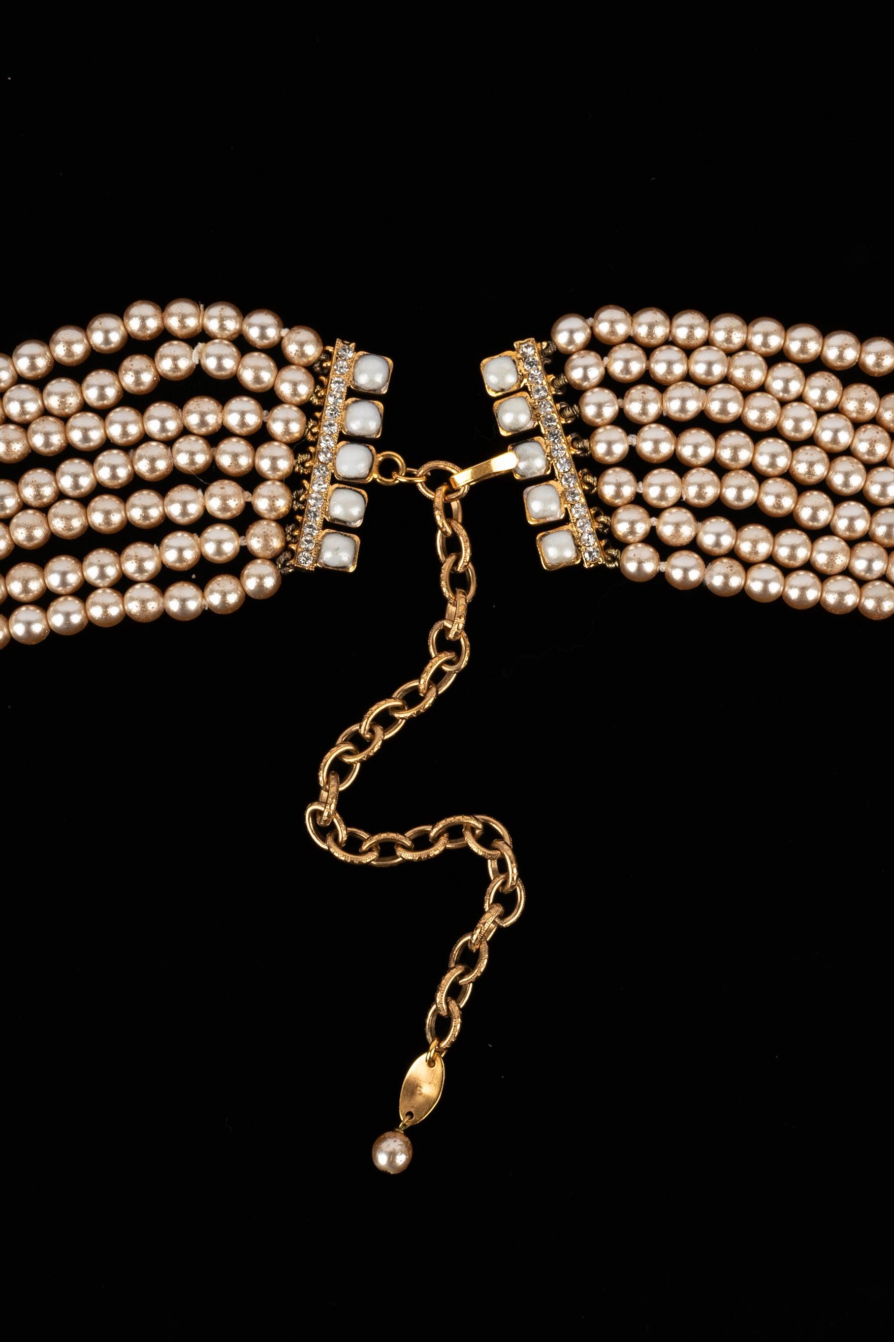 Chanel Necklace Haute Couture with Costume Pearls, 2cc3 For Sale 4