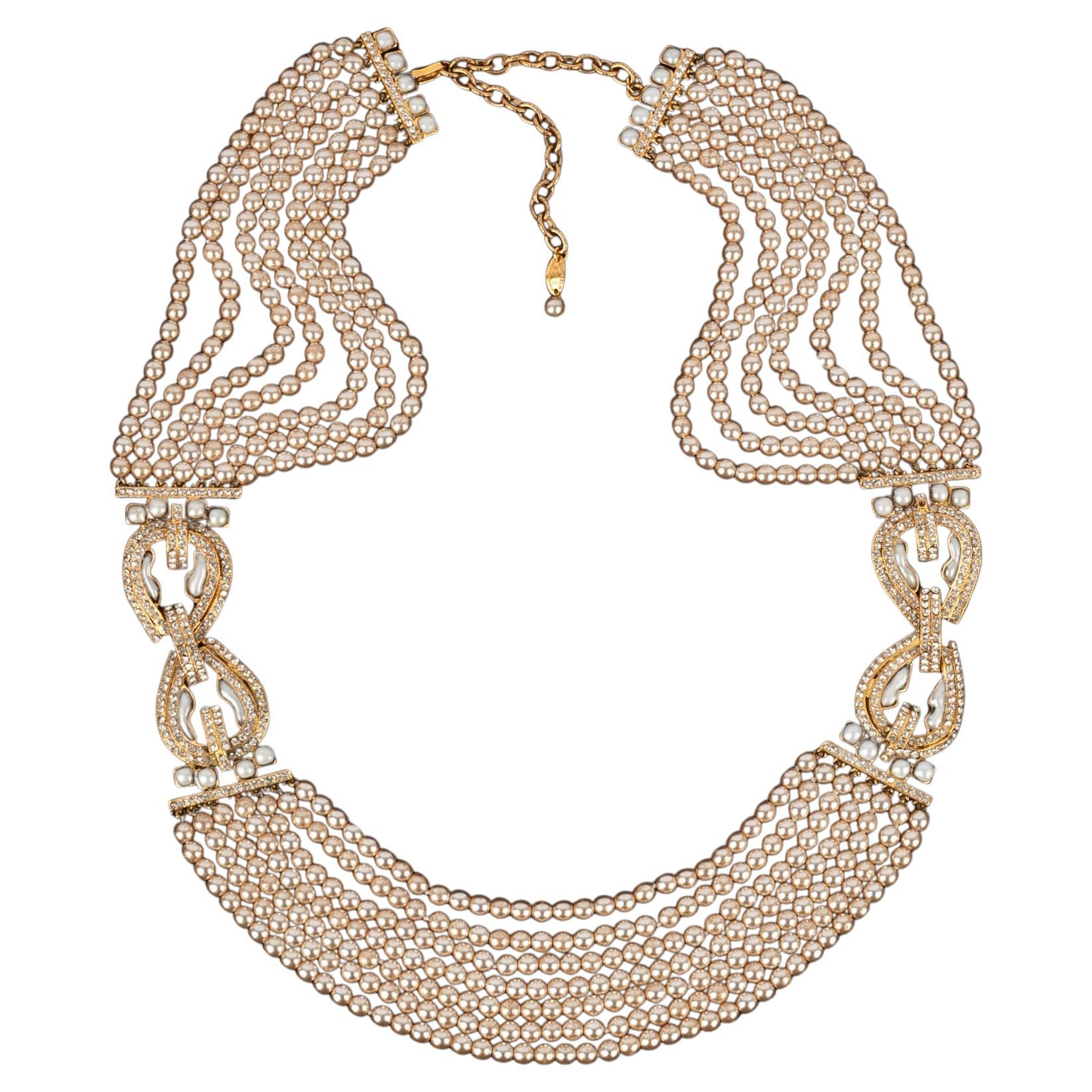Chanel Necklace Haute Couture with Costume Pearls, 2cc3 For Sale