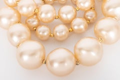Chanel Necklace in Costume Pearly Beads and Gold-Plated Metal, 1990s
