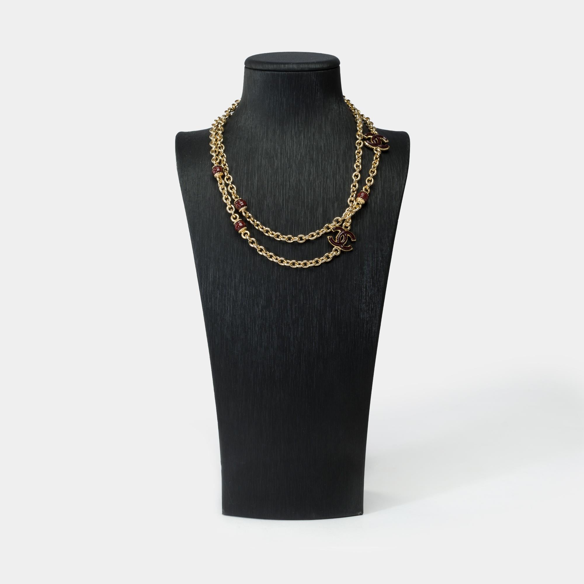 Contemporary Chanel Necklace in gold metal and brown CC