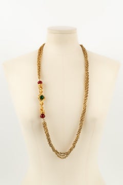 Chanel Necklace in Gold-Plated Metal and Colored Glass Pearls
