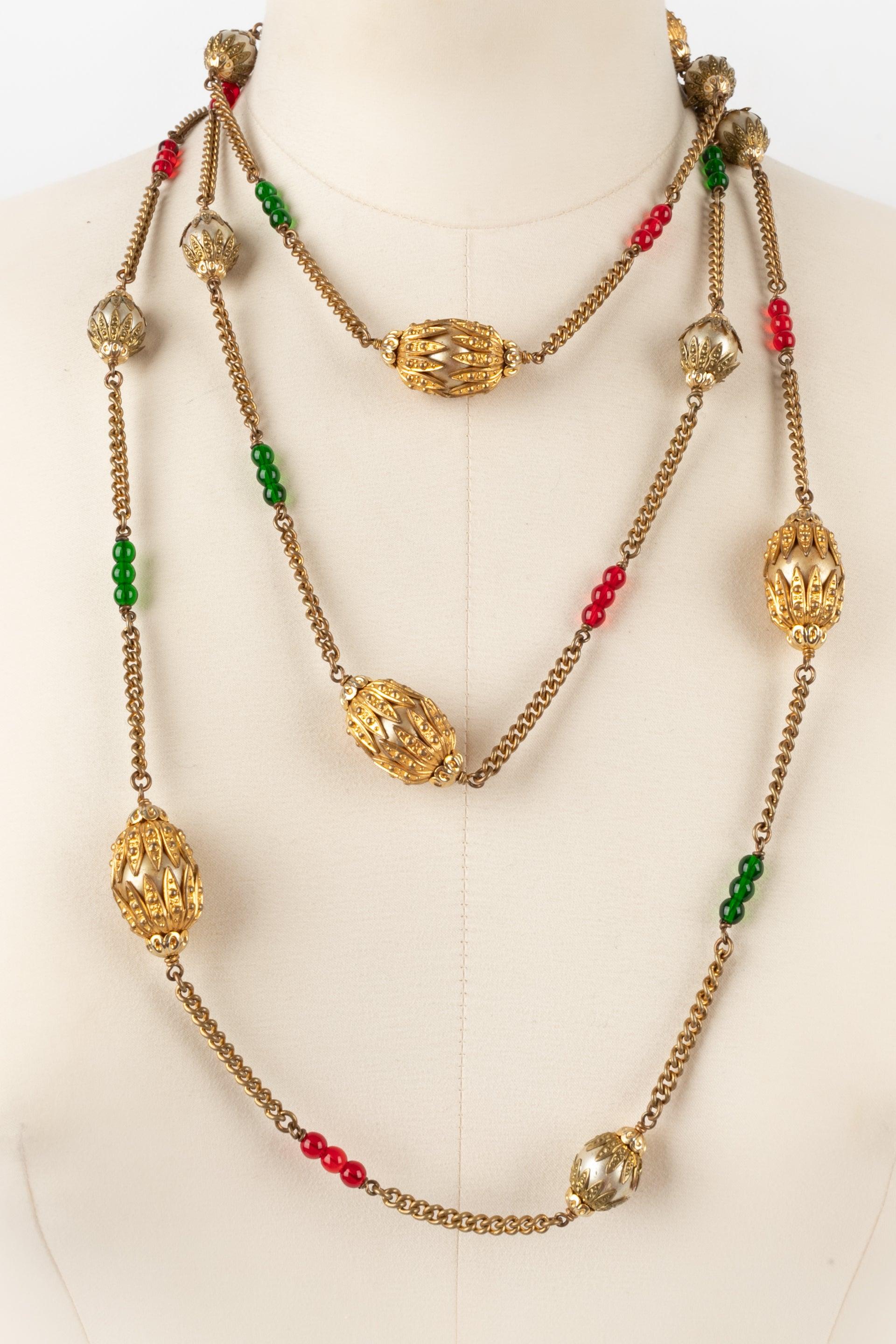 Chanel Halskette / Sautoir mit Glasperlen und Perlen im Kostüm Perlen Damen im Angebot