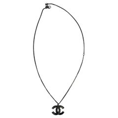 CHANEL Necklace with a CC Pendant in Ruthenium Metal