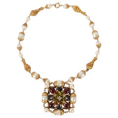 Vintage Chanel Necklace with Costume Pearls, 1996