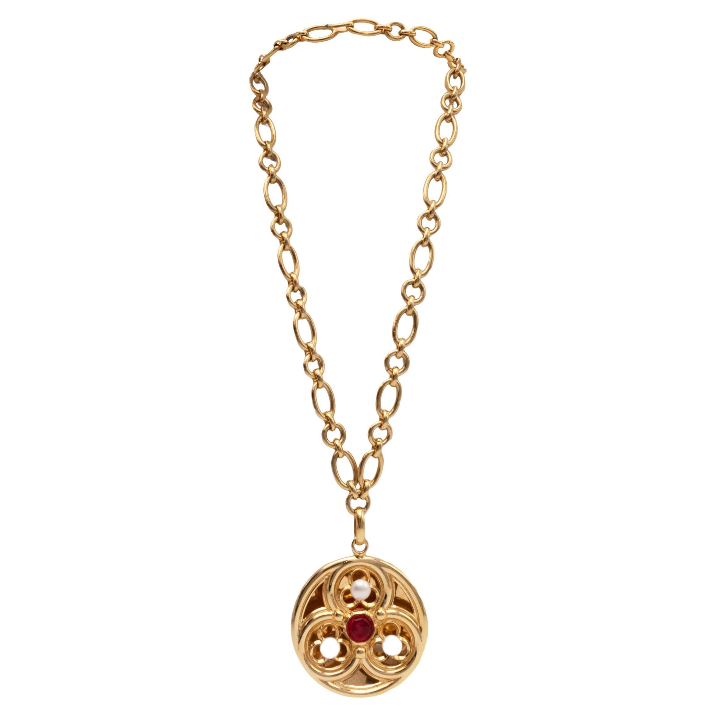 Chanel Gold Medallion Necklace - 80 For Sale on 1stDibs