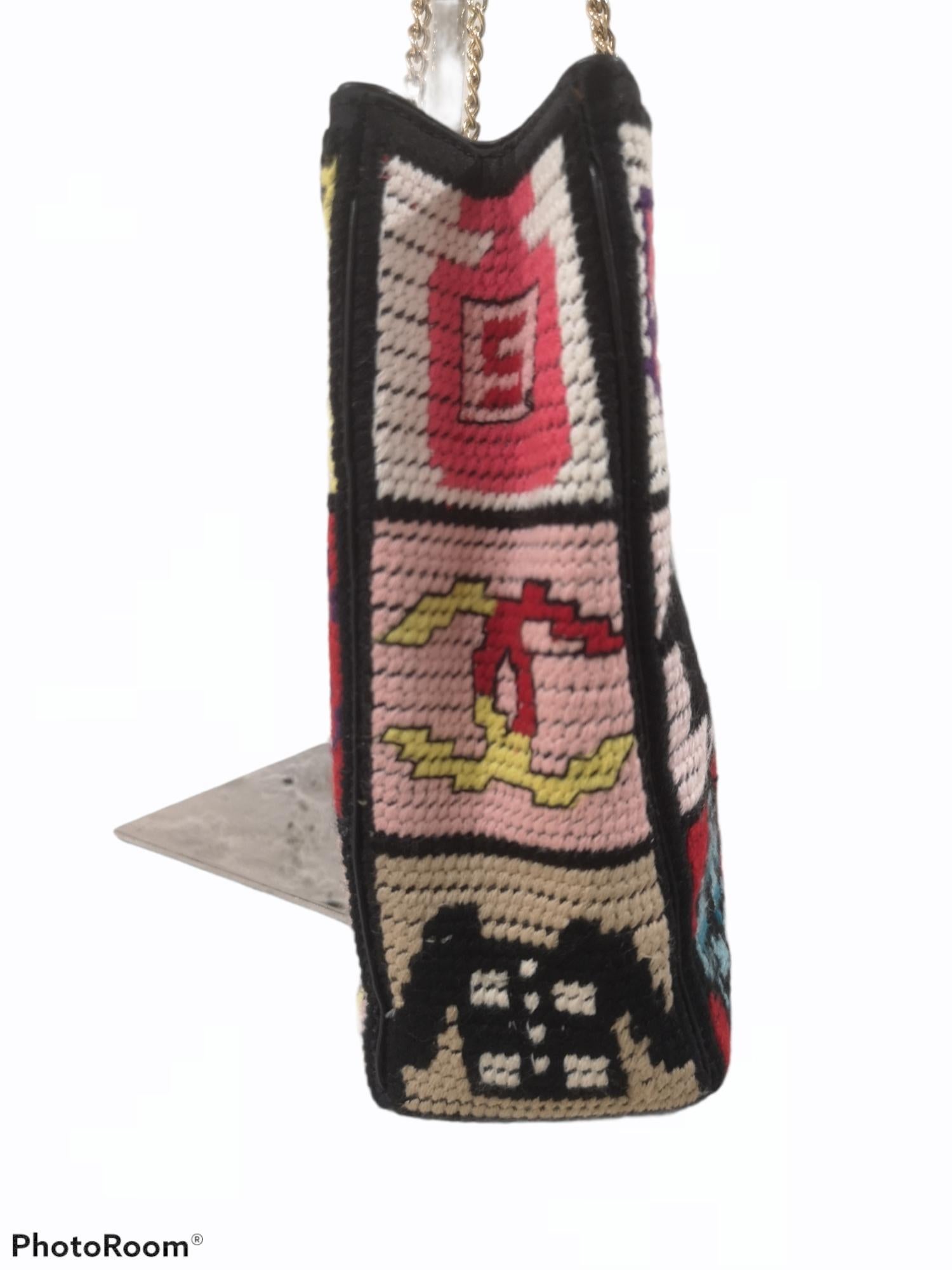 Women's Chanel needlepoint symbols multicoloured shoulder bag 