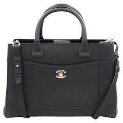 Chanel Neo Executive Black Grained Leather Small Tote Handbag