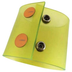 Chanel Neon Green Translucent Snap Cuff 226629 Bracelet