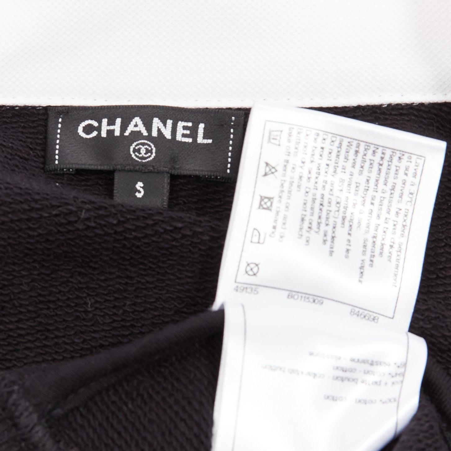 Chanel rosa neon nero logo CC grafico cotone 5 bottoni argento polo S 3