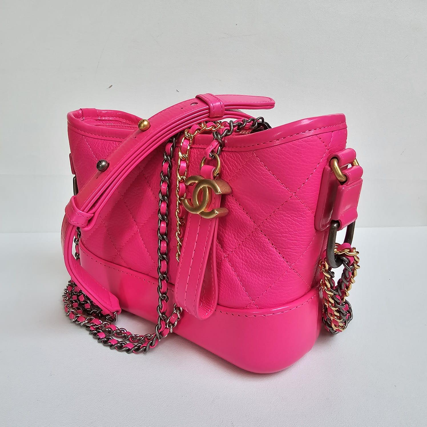 Chanel Neon Pink Small Gabrielle Bag For Sale 6