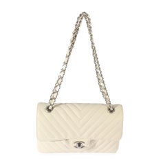 Chanel Neutral Chevron Quilted Leather Small Classic Flap