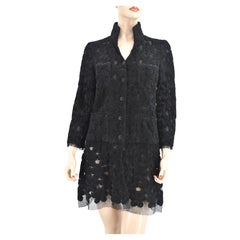 Chanel New 05A 2005 Camellia Runway jacket Coat CC Logo Black FR 38