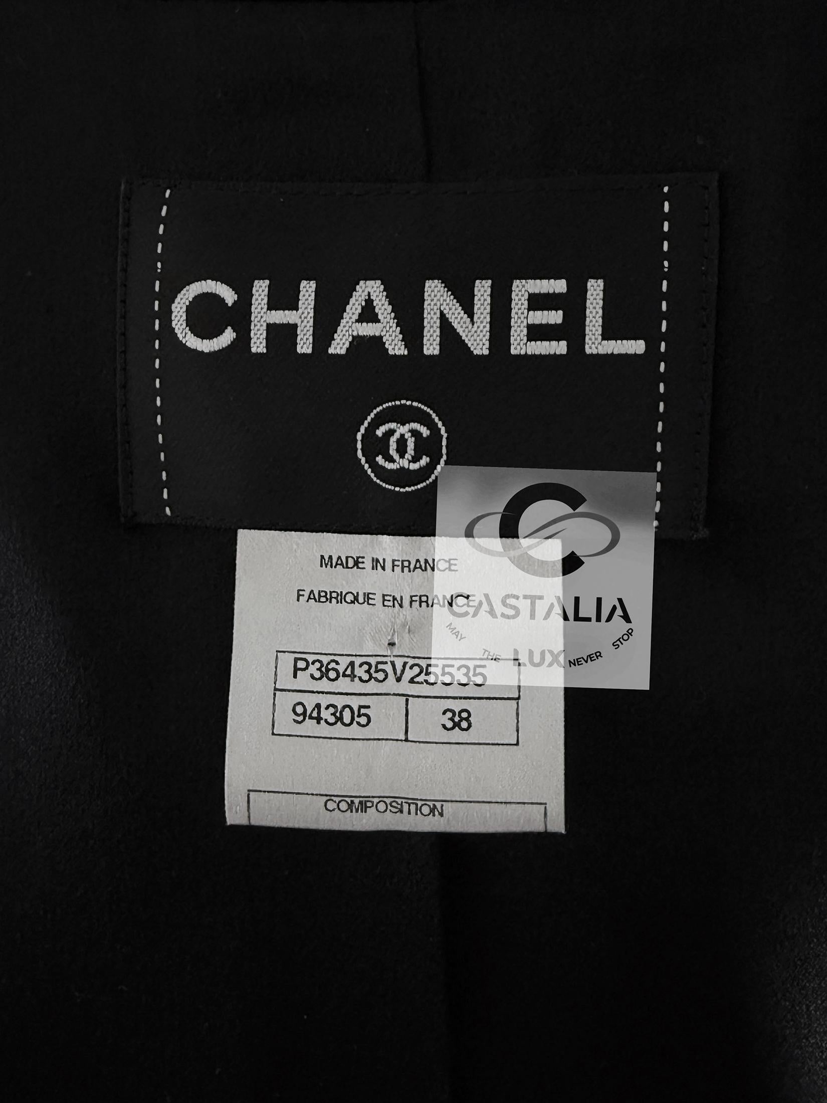 Chanel Nuevo 11K$ Abrigo Trench Tweed Negro Brillo 38 FR en venta 10