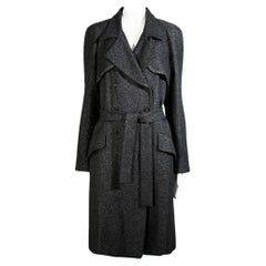 Chanel New 11K$ Black Shimmer Tweed Trench Coat 38 FR