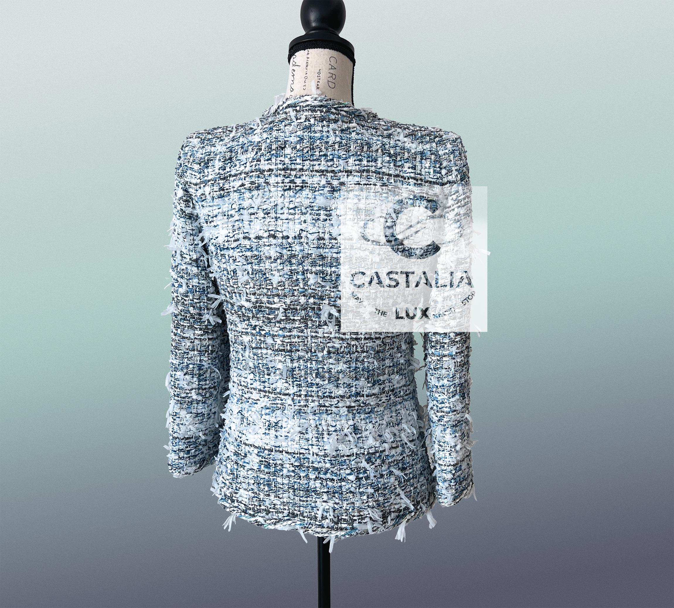 Chanel Neu 13K$ Gletscher Blau Lesage Tweed Jacke 34 FR im Angebot 8