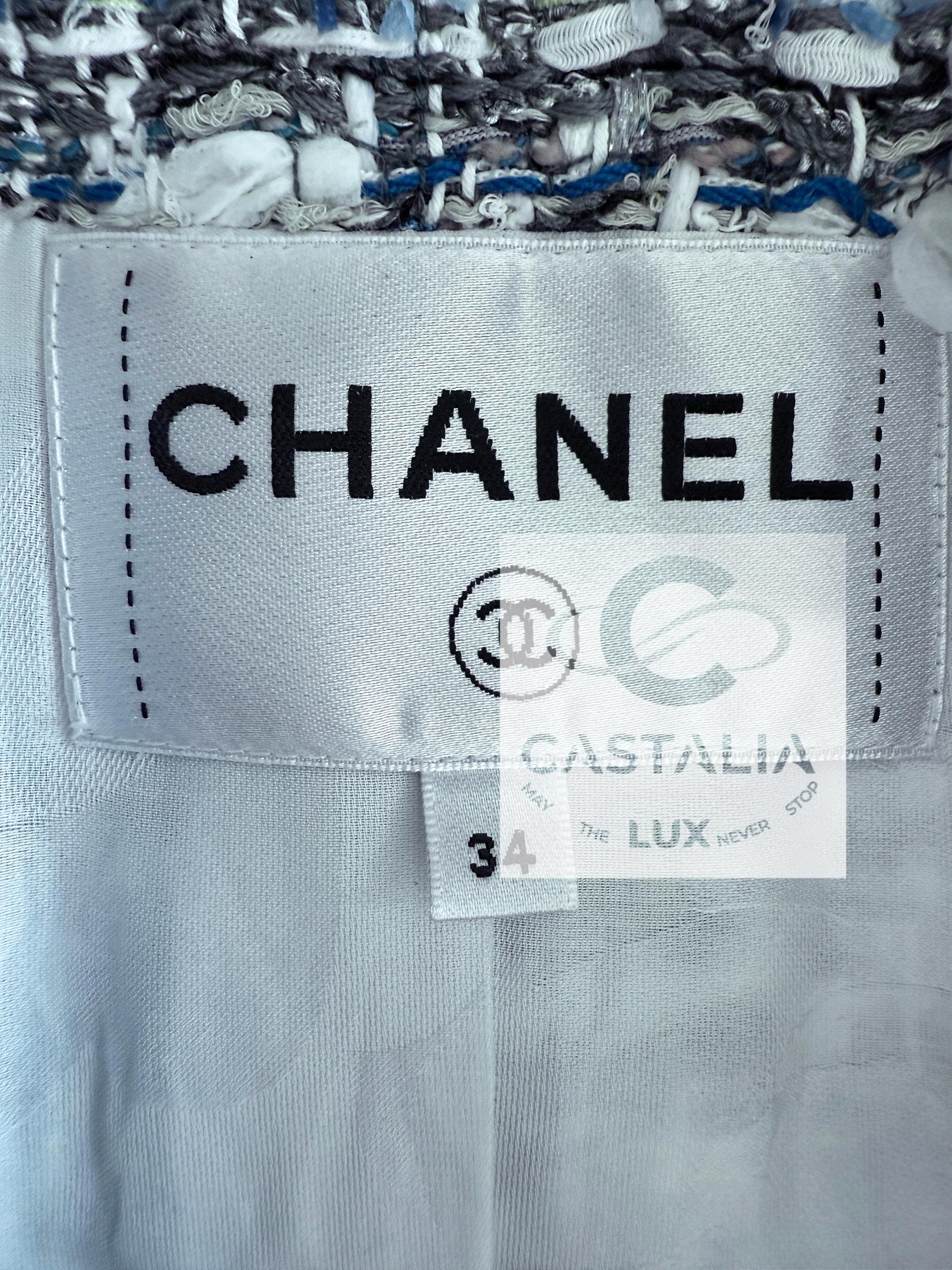 Chanel Neu 13K$ Gletscher Blau Lesage Tweed Jacke 34 FR im Angebot 9