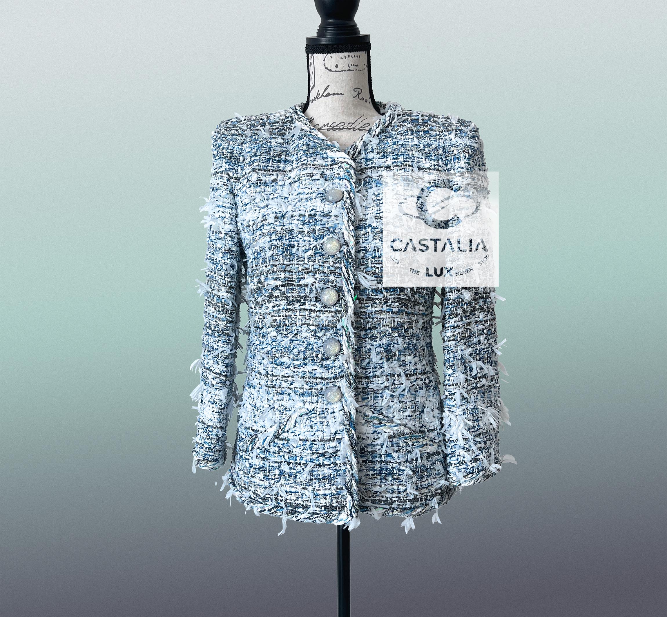 Chanel Neu 13K$ Gletscher Blau Lesage Tweed Jacke 34 FR im Angebot 1