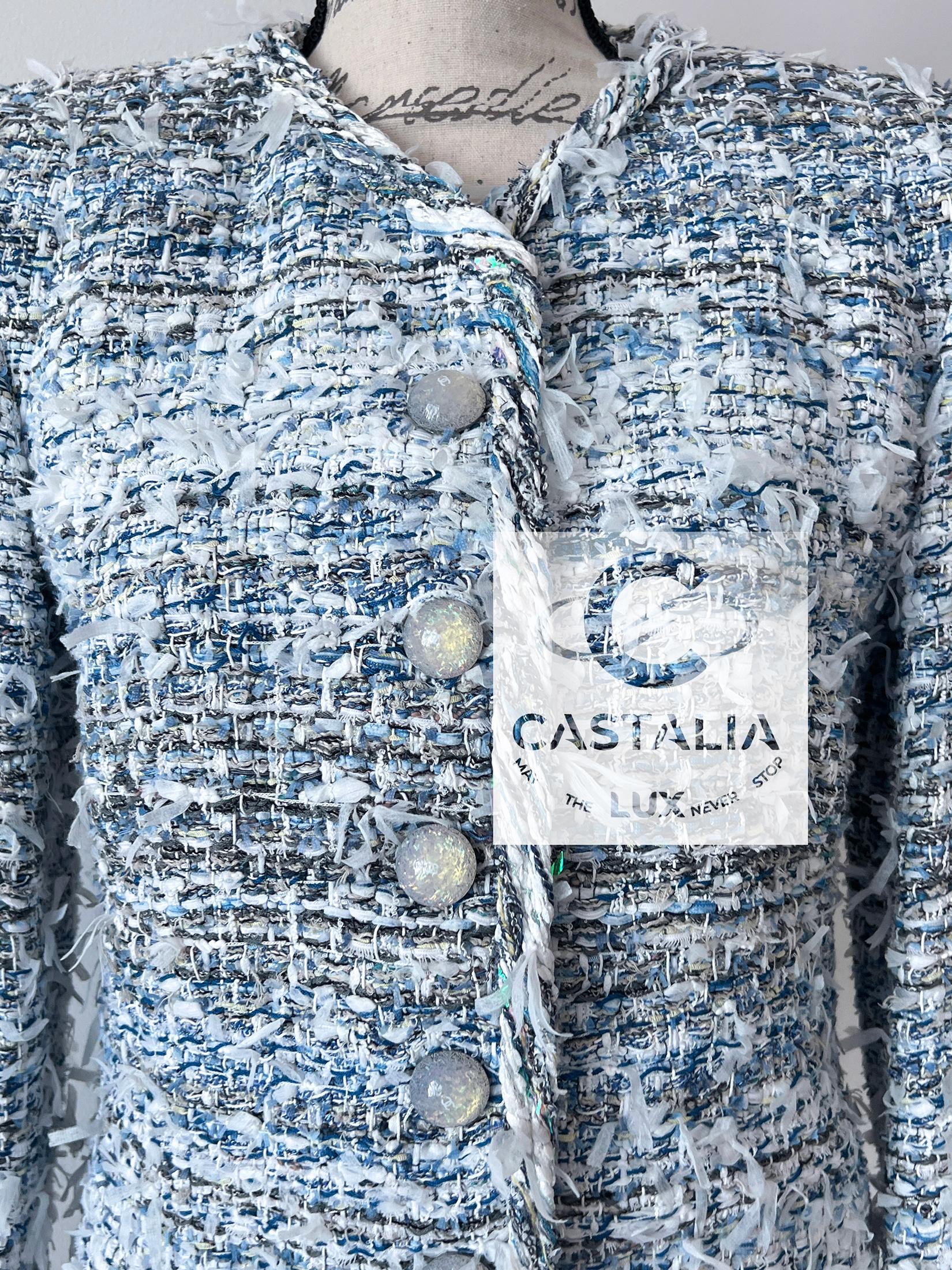 Chanel Neu 13K$ Gletscher Blau Lesage Tweed Jacke 34 FR im Angebot 3