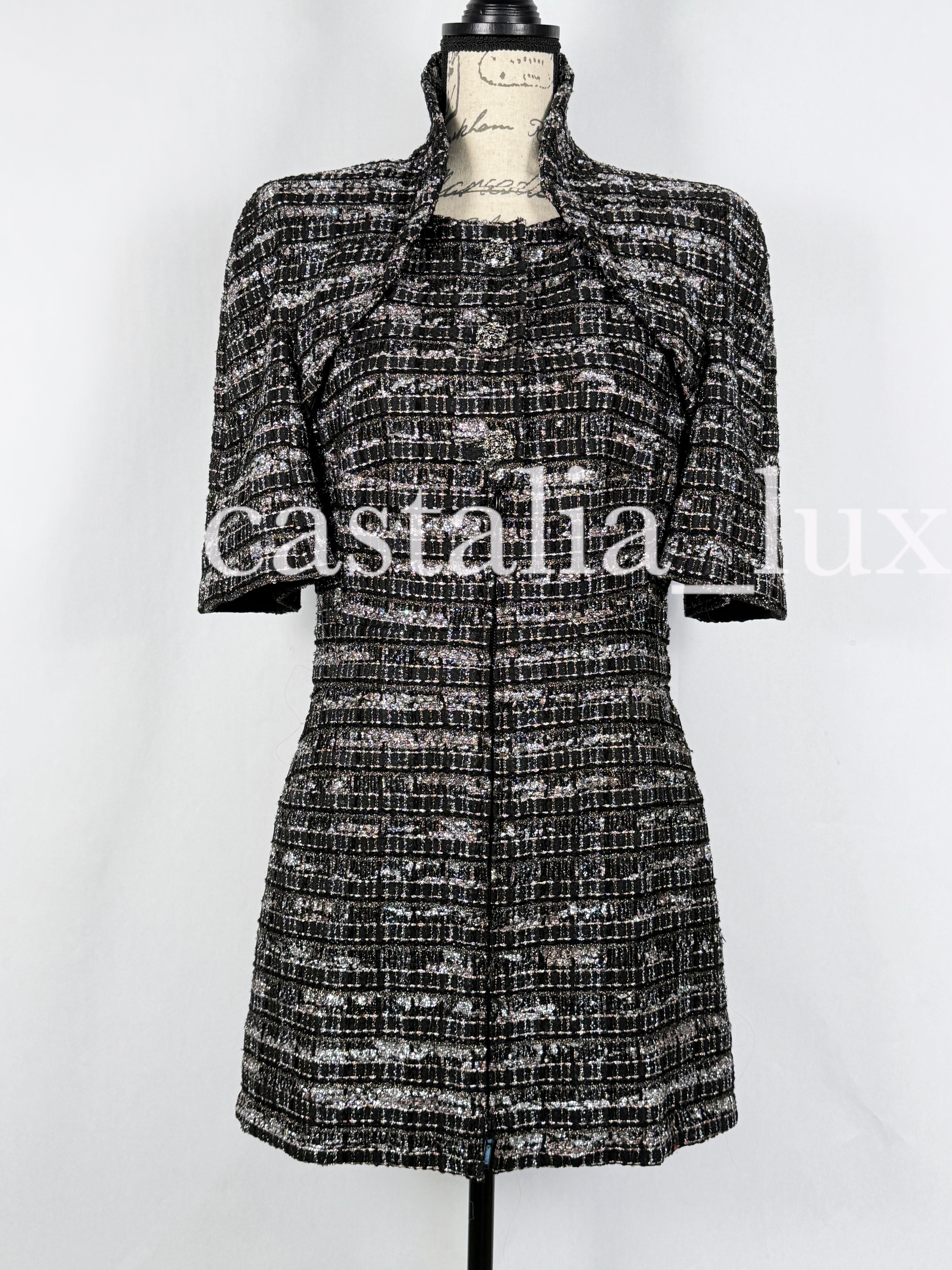 Chanel New 14K$ Black Ribbon Tweed Jacket Rare 7