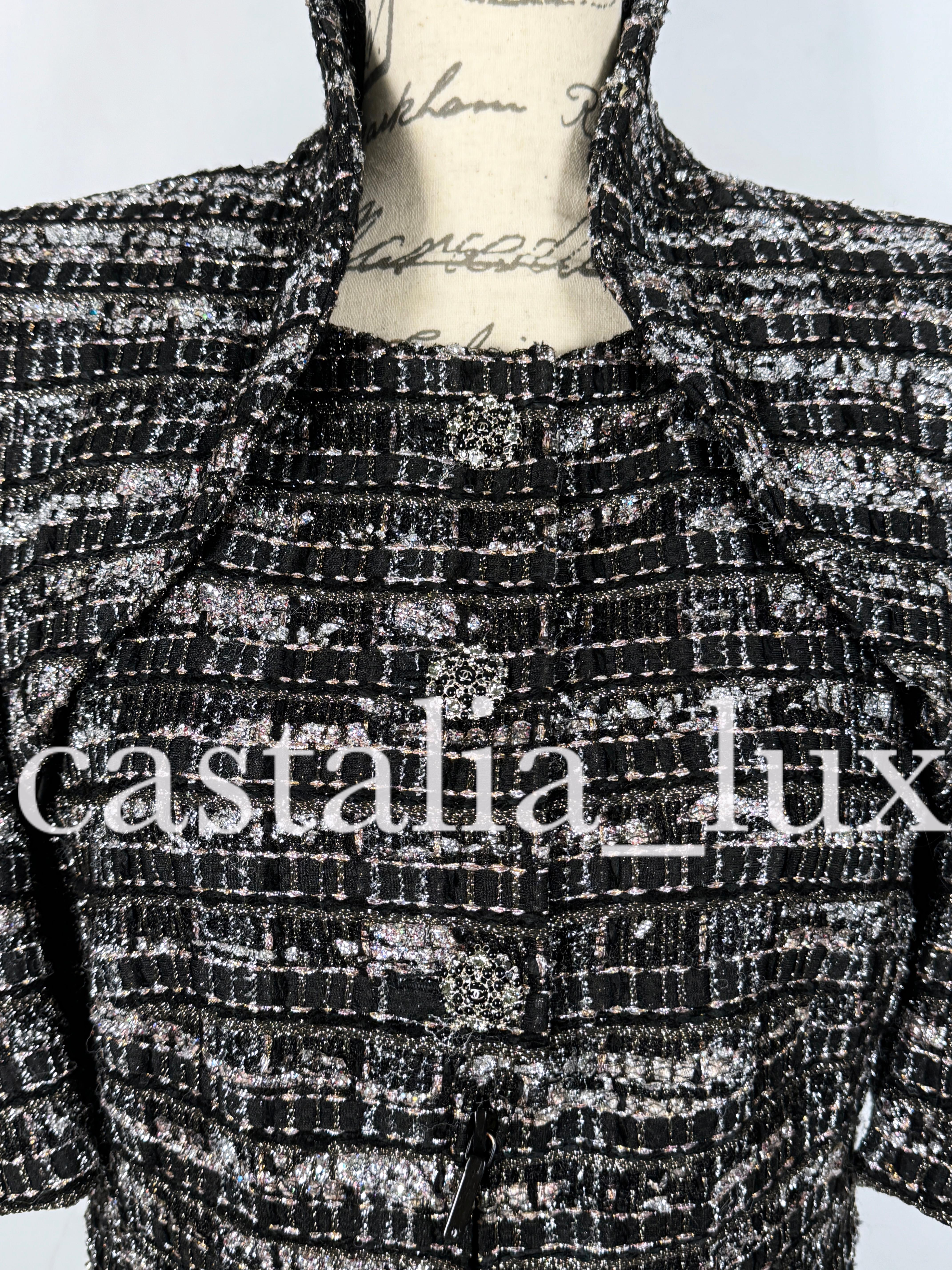 Chanel New 14K$ Black Ribbon Tweed Jacket Rare 8