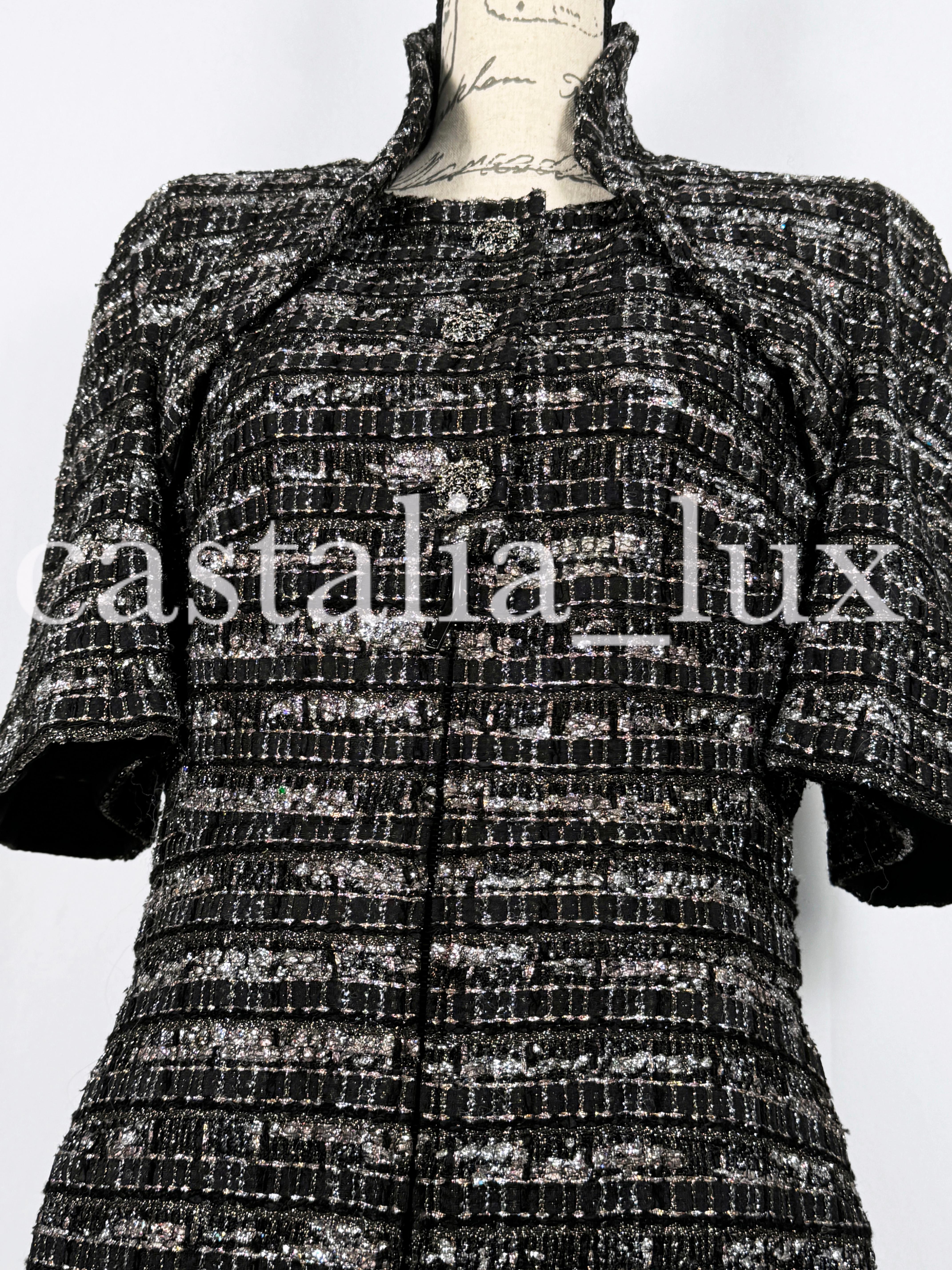Chanel New 14K$ Black Ribbon Tweed Jacket Rare For Sale 9