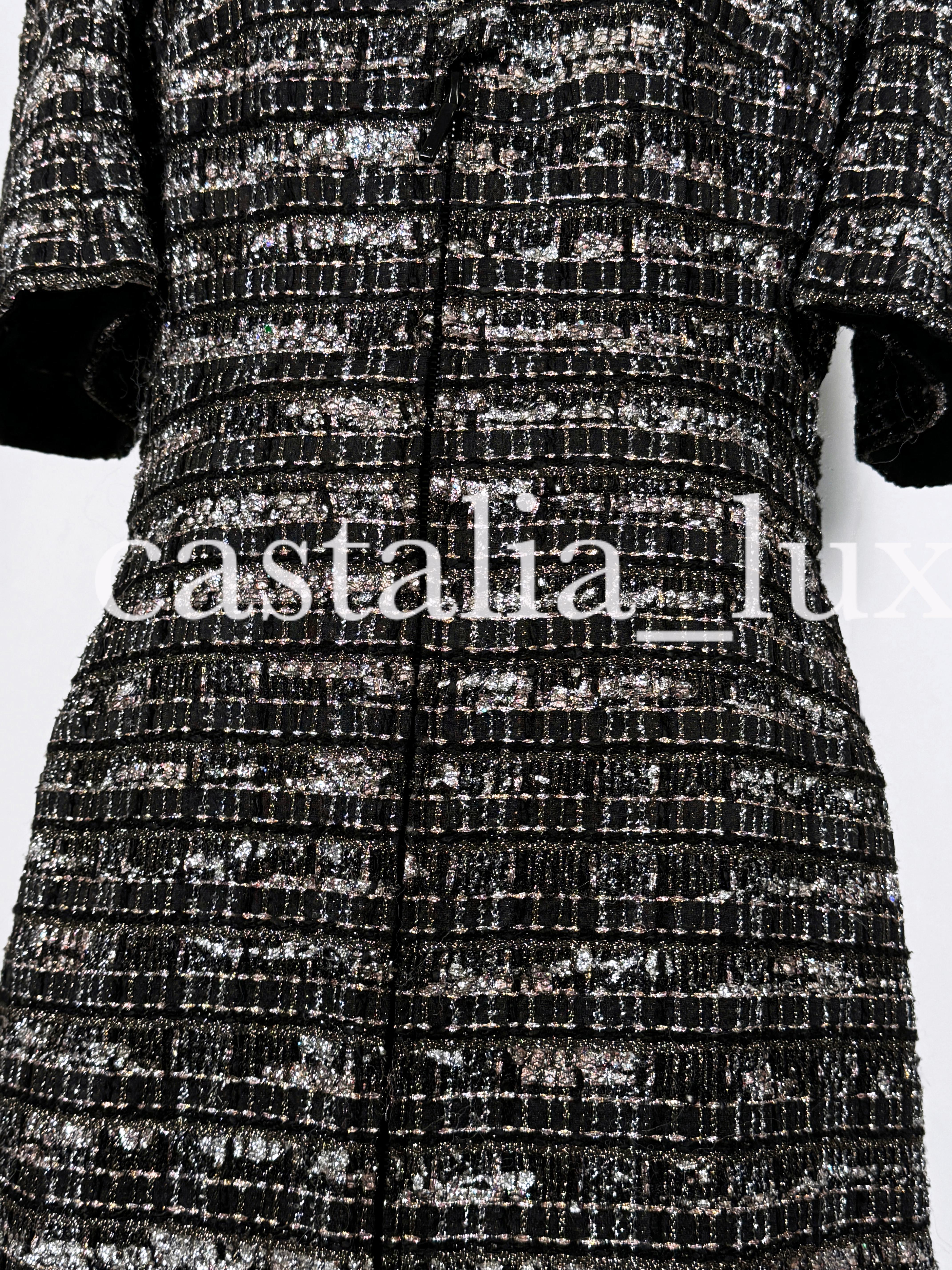 Chanel New 14K$ Black Ribbon Tweed Jacket Rare For Sale 13