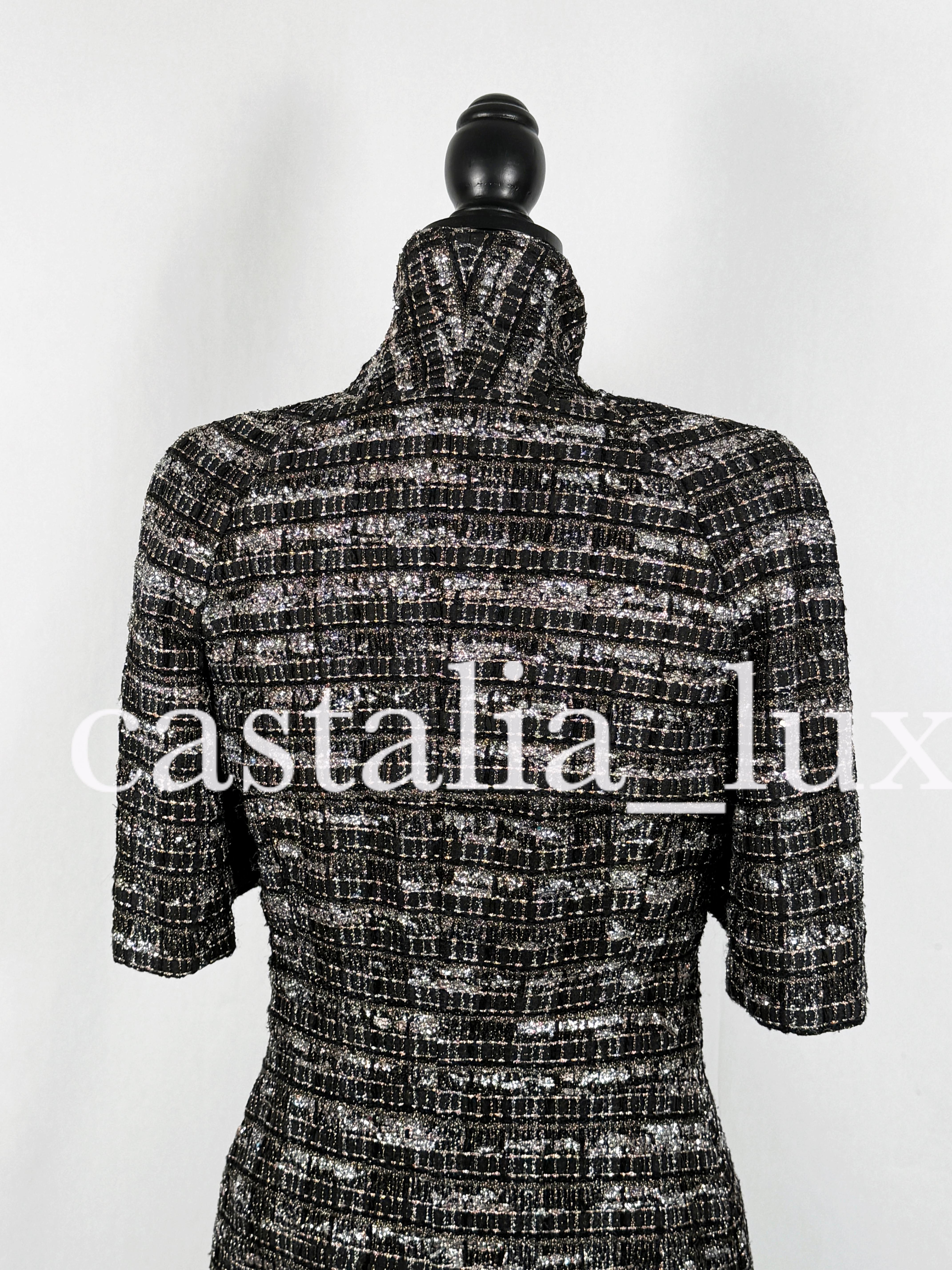 Chanel New 14K$ Black Ribbon Tweed Jacket Rare 16