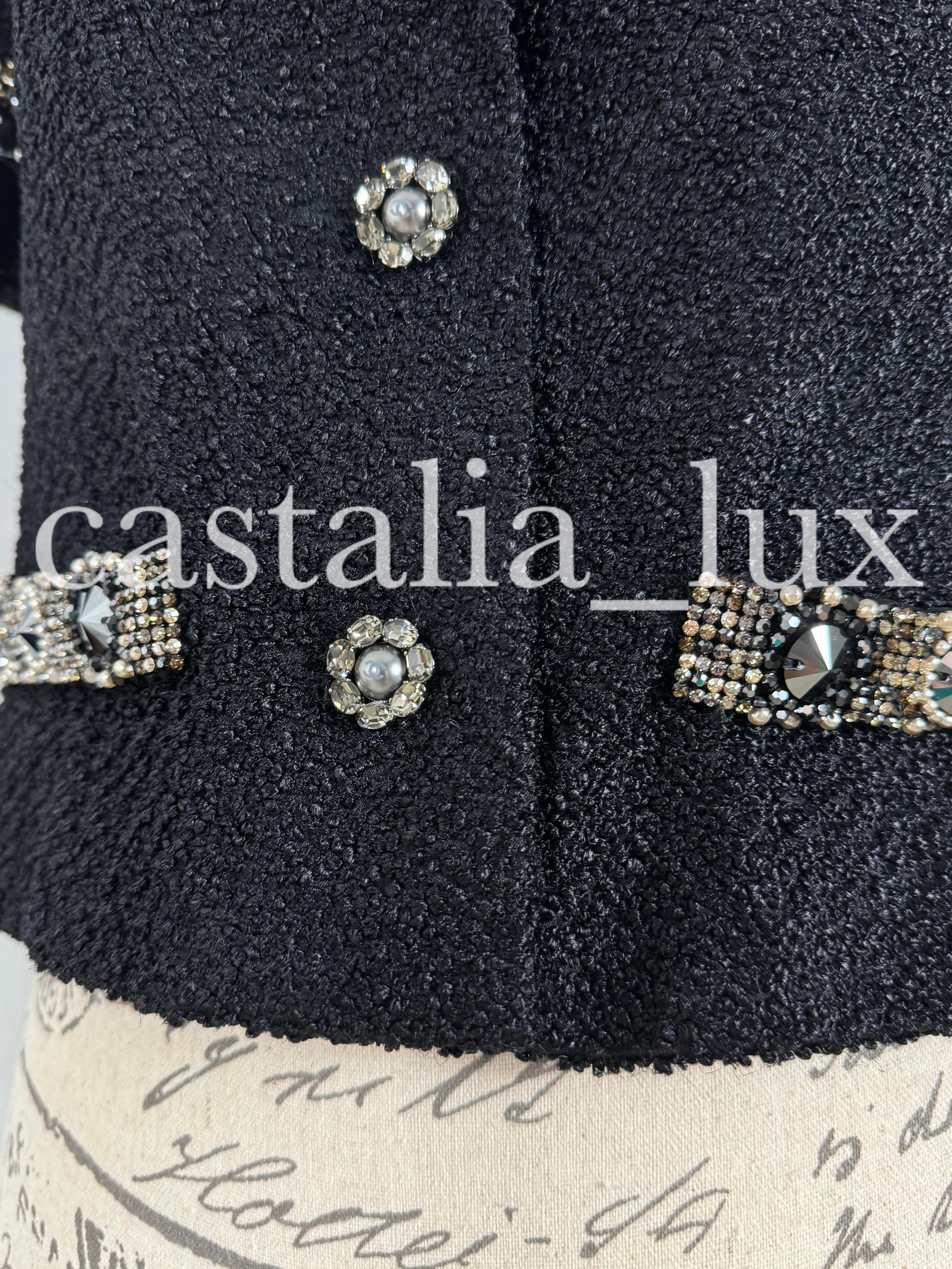 Chanel New 16K$ Jewel Embellished Black Tweed Jacket 36 FR 8