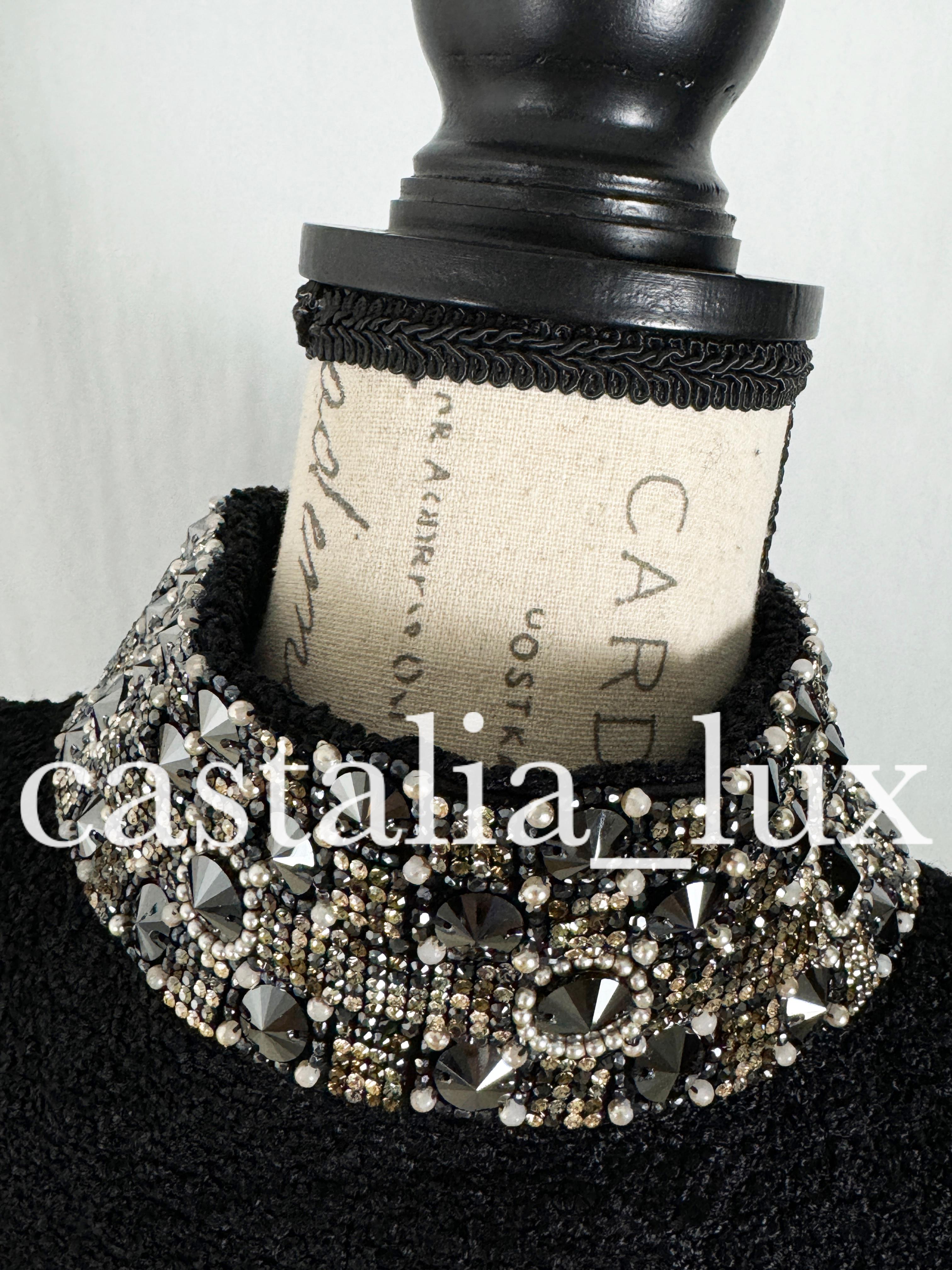 Chanel New 16K$ Jewel Embellished Black Tweed Jacket 36 FR 12
