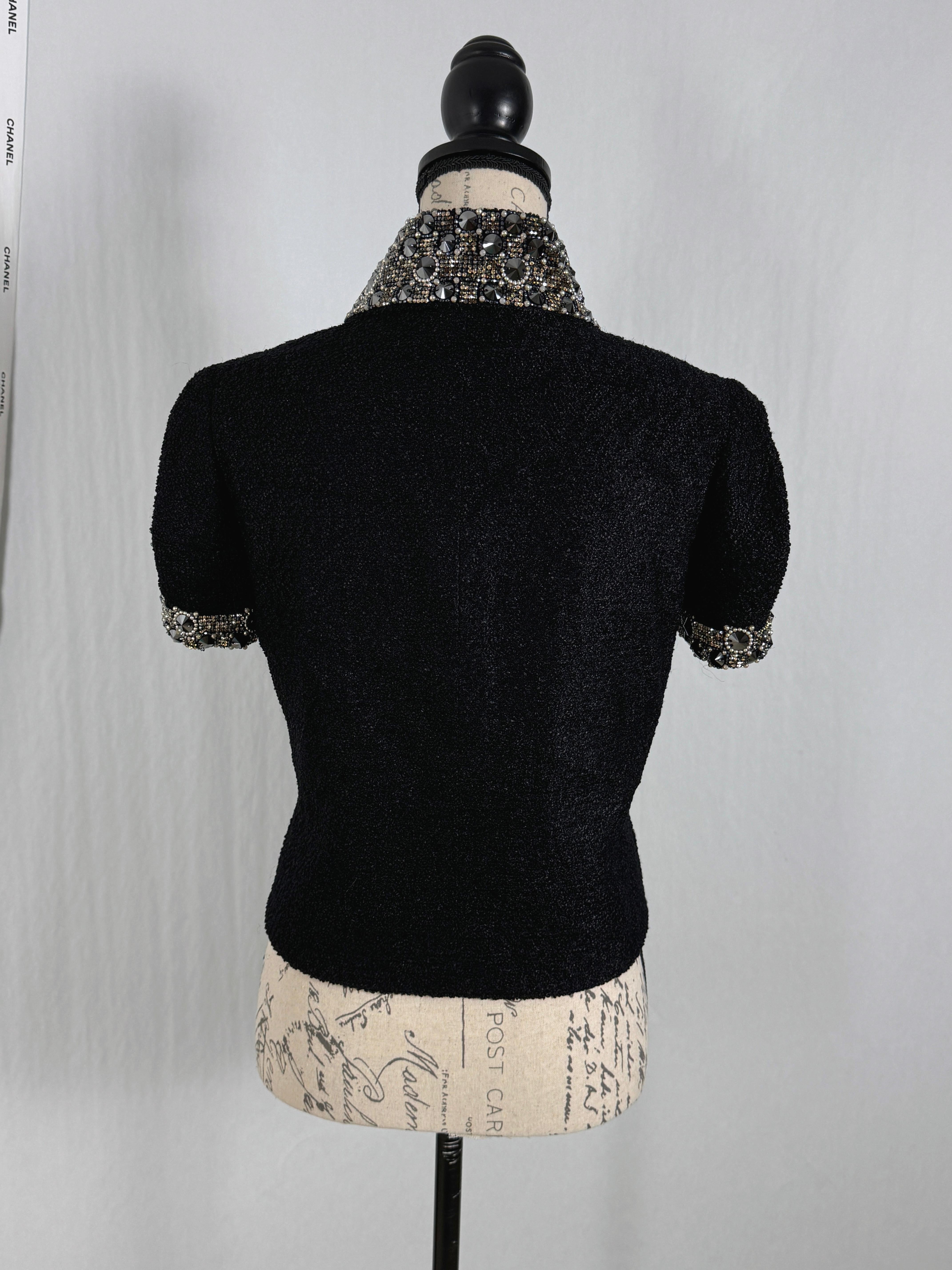 Chanel New 16K$ Jewel Embellished Black Tweed Jacket 36 FR 14
