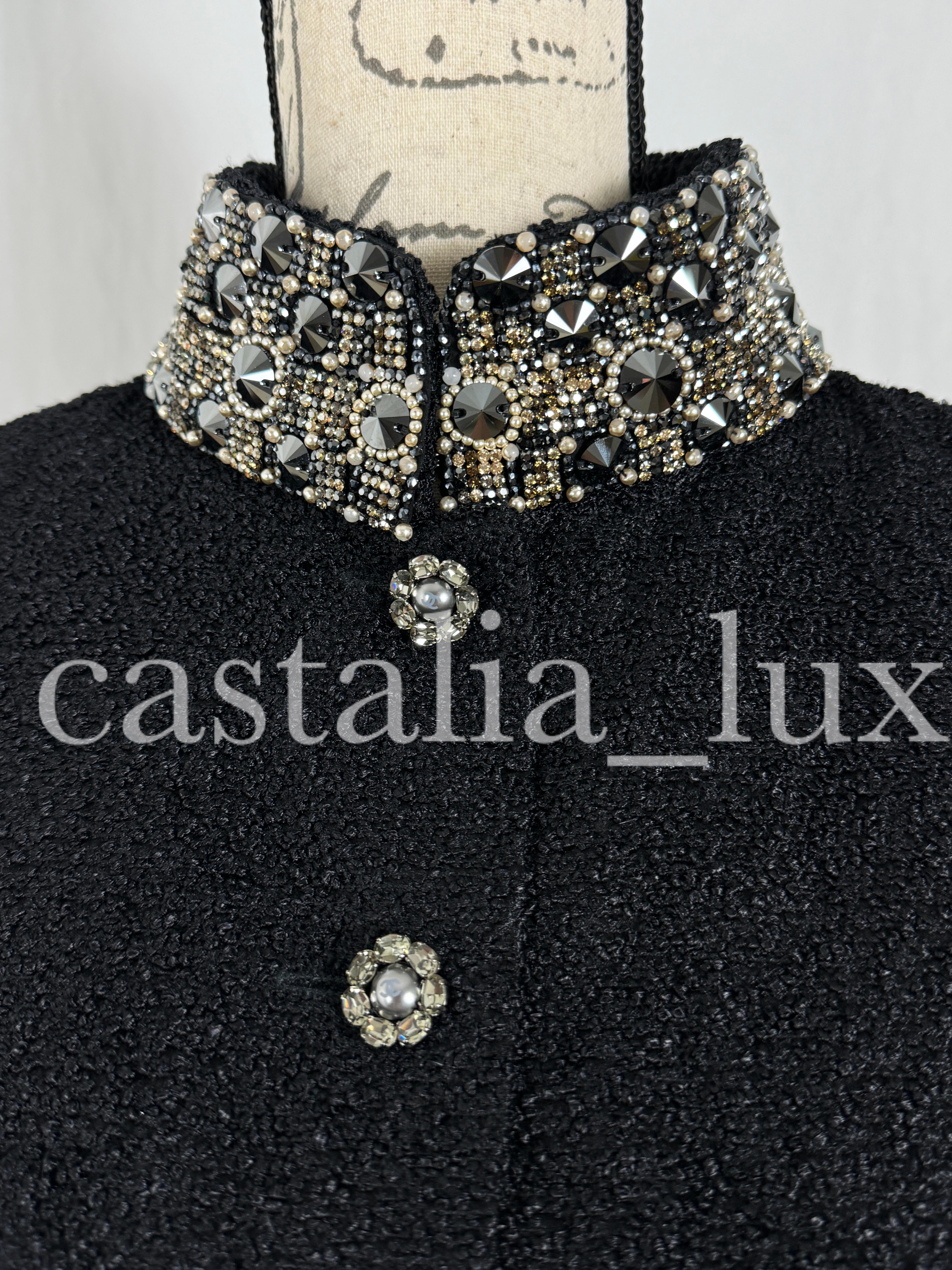 Chanel New 16K$ Jewel Embellished Black Tweed Jacket 36 FR 1