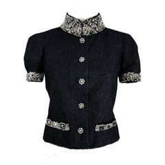 Chanel New 16K$ Jewel Embellished Black Tweed Jacket 36 FR