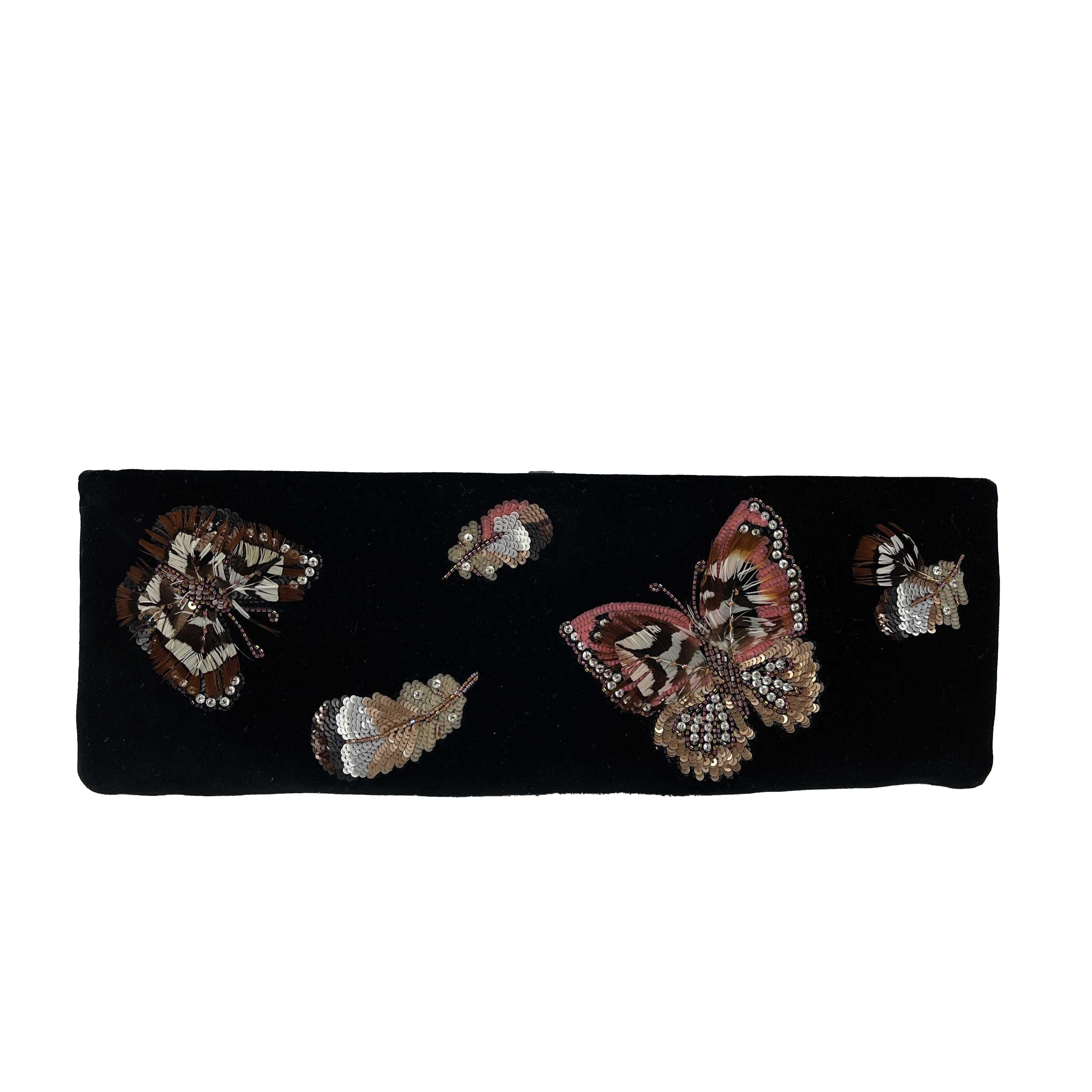 	CHANEL - NEW 2015 Velvet Embellished Butterfly Minaudiere Black CC Clutch 5