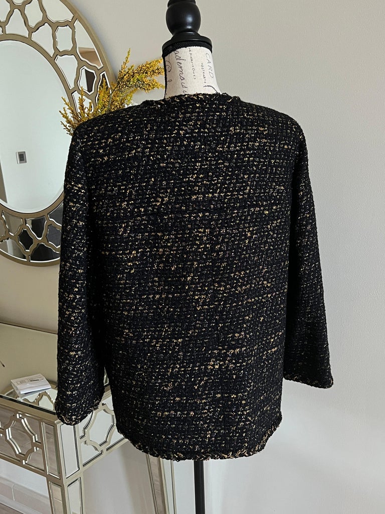 chanel tweed jacket vintage black
