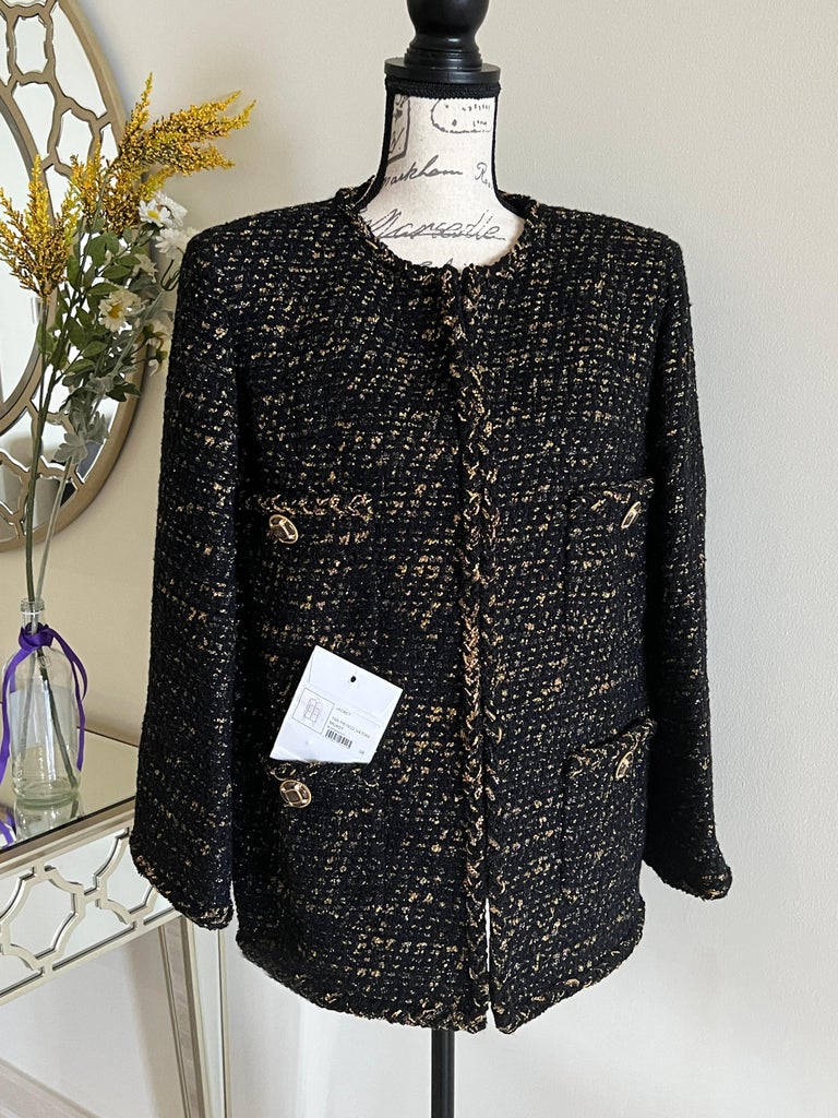 Buy 2019 Coco Chanel Cruise Resort Collection Black, Navy Cotton Jacket Size  40