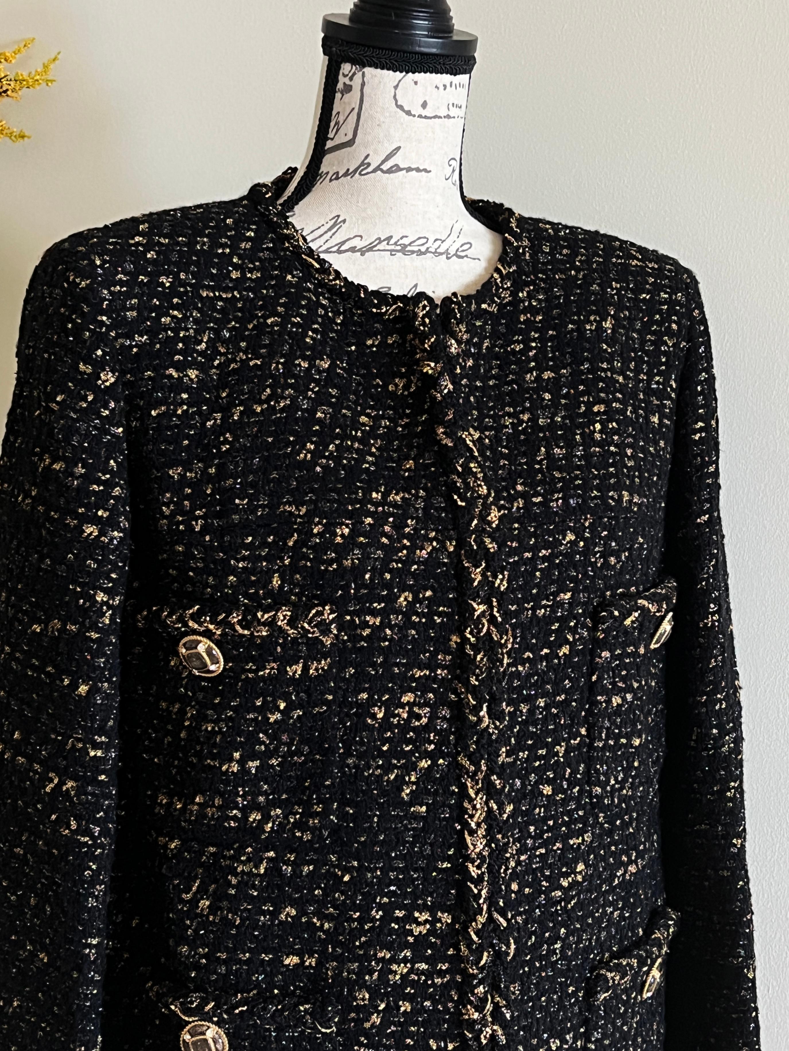 Chanel New 2019 Égypte Veste en tweed noir 2