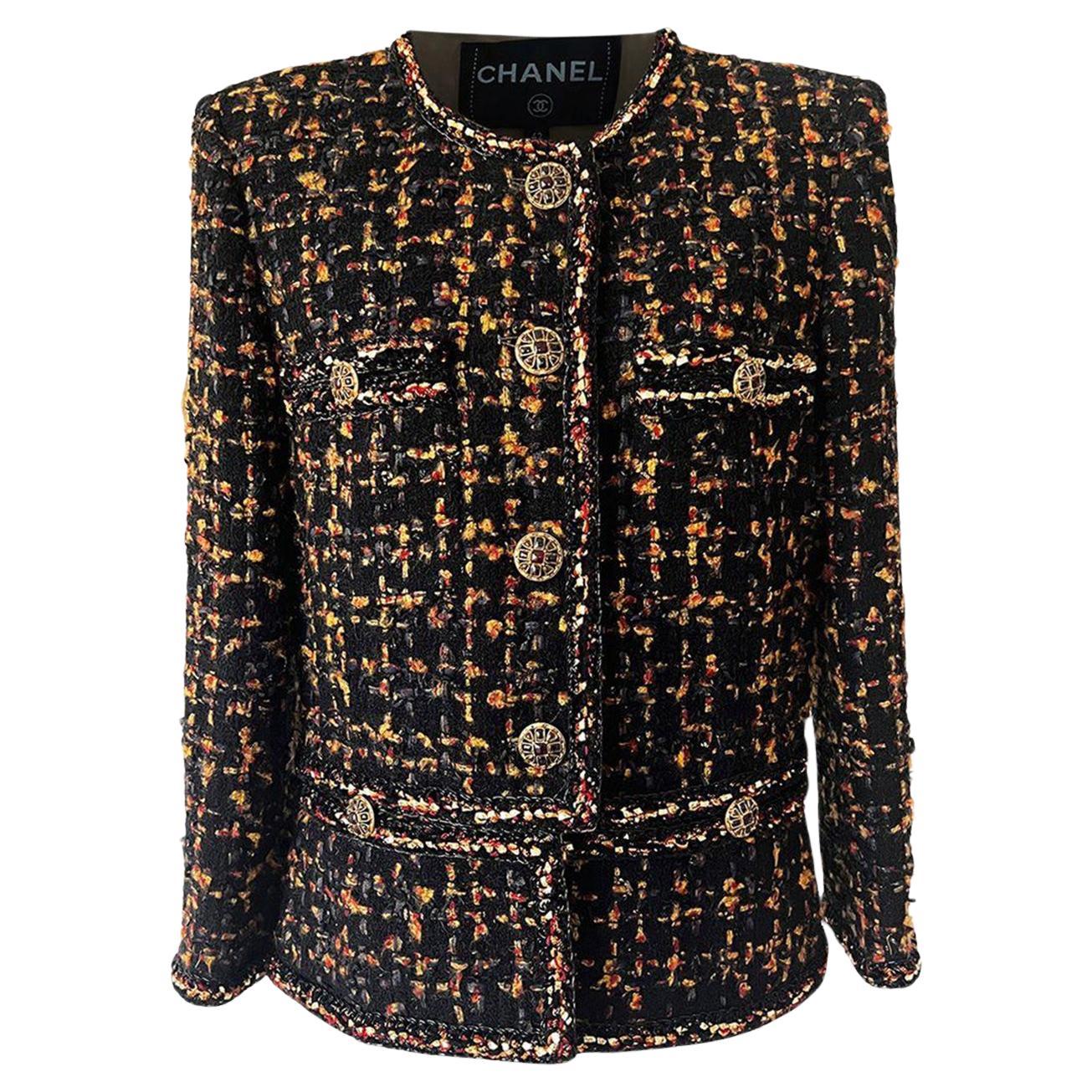 Chanel New 2019 Most Hunted Black Tweed Jacket For Sale