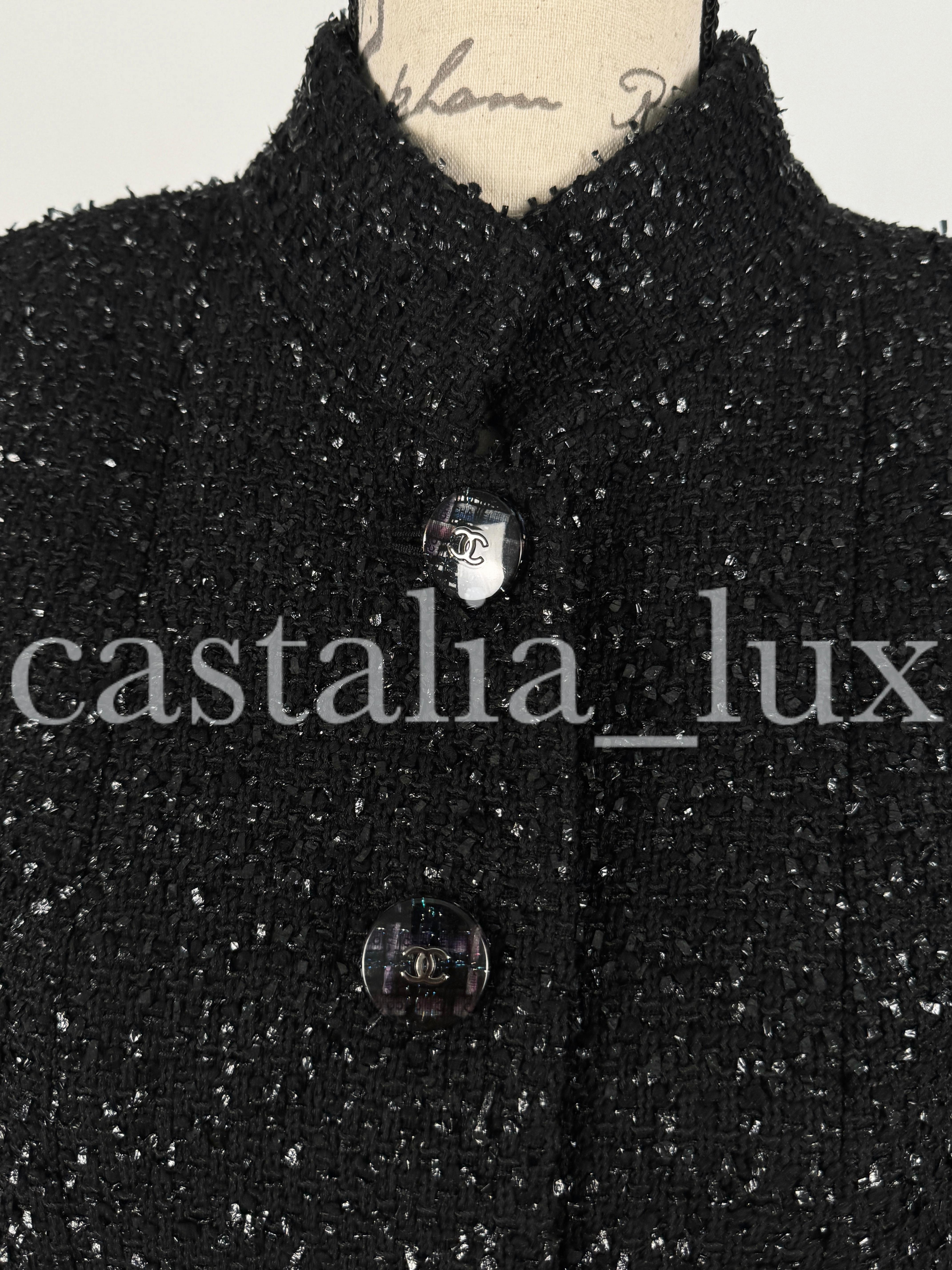 Chanel Neue 2019 Frühling Timeless Schwarz Tweed Jacke im Angebot 7