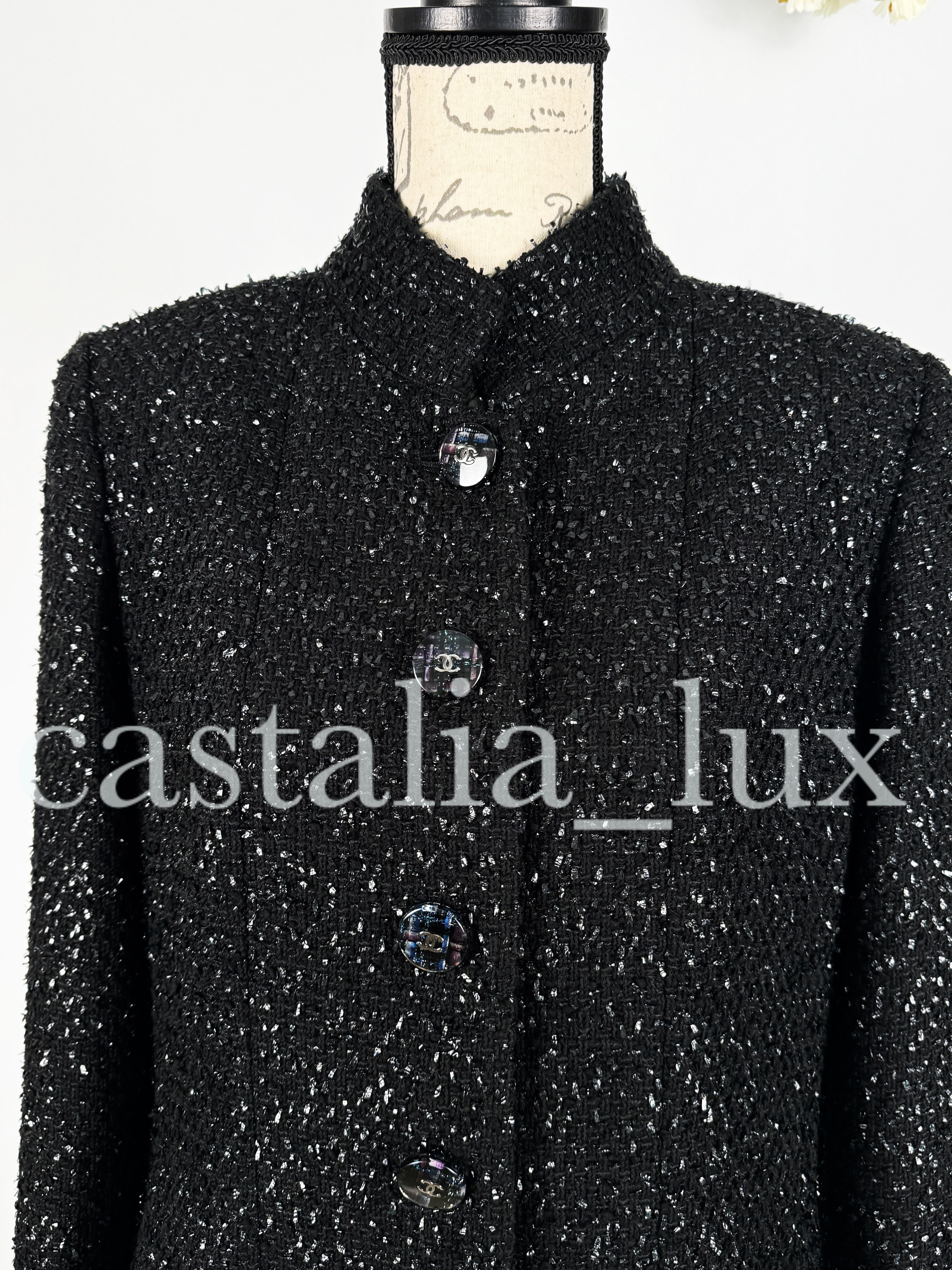Chanel New 2019 Spring Timeless Black Tweed Jacket For Sale 8