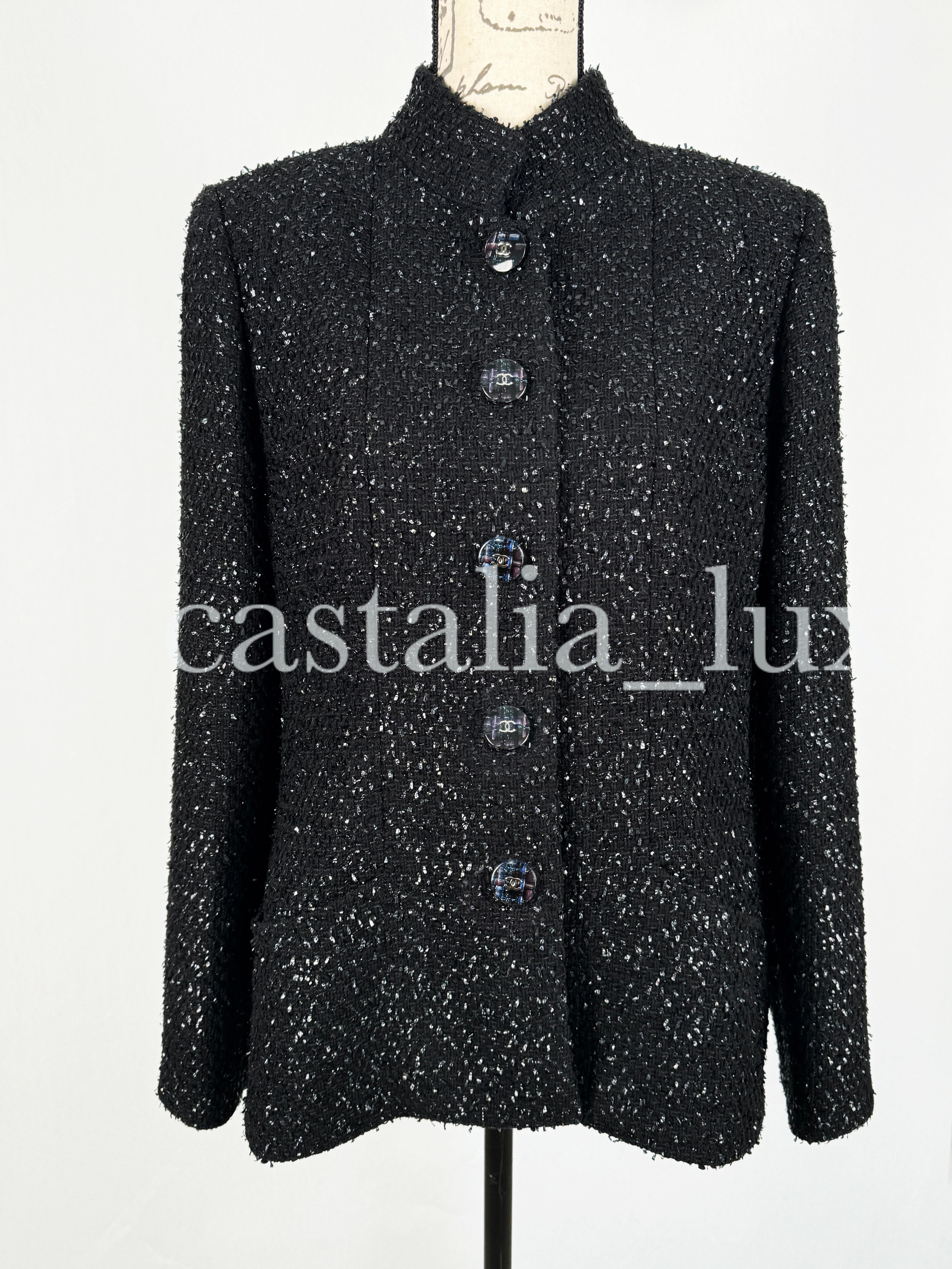 Chanel New 2019 Spring Timeless Black Tweed Jacket For Sale 9