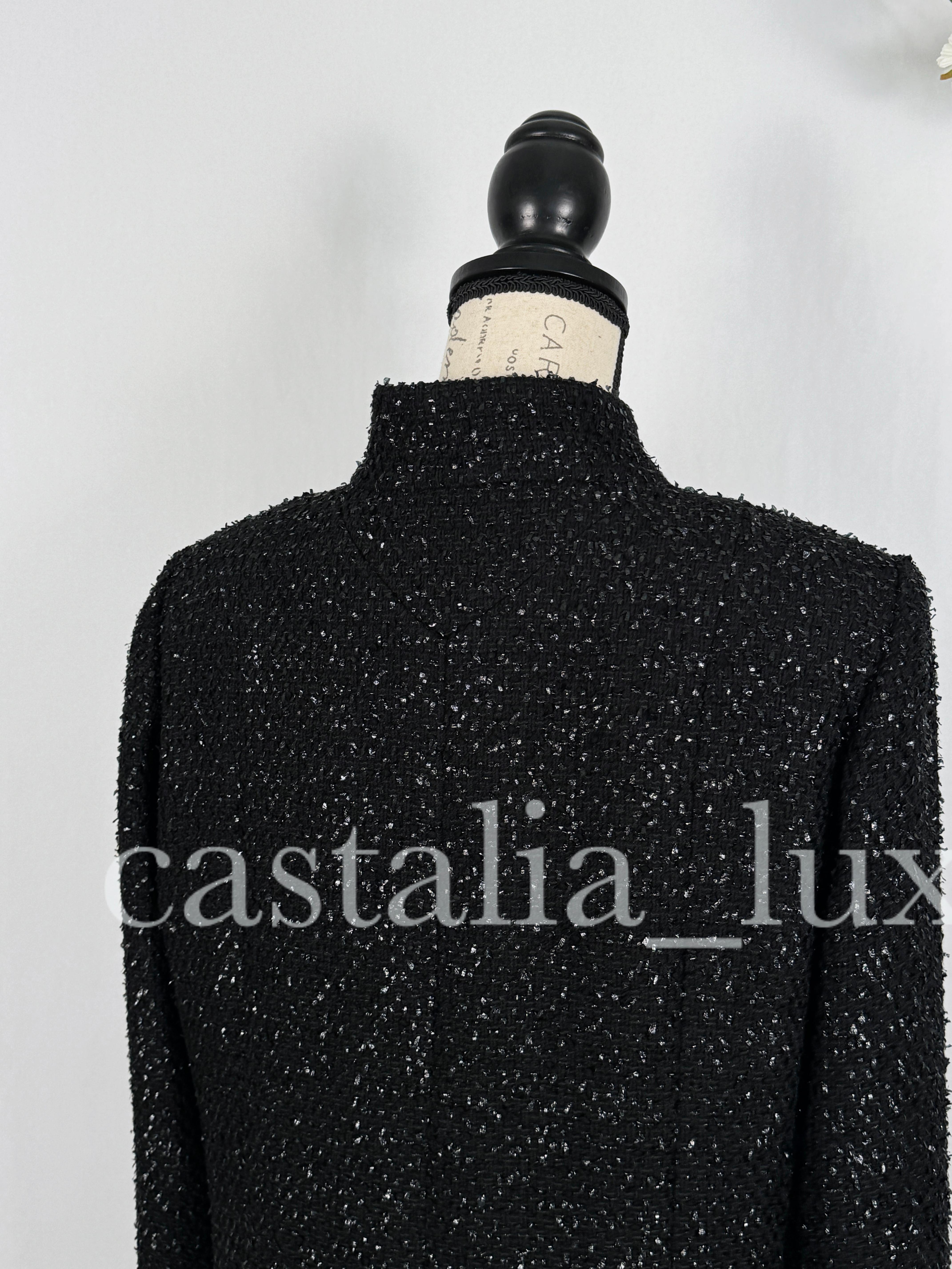 Chanel New 2019 Spring Timeless Black Tweed Jacket For Sale 12