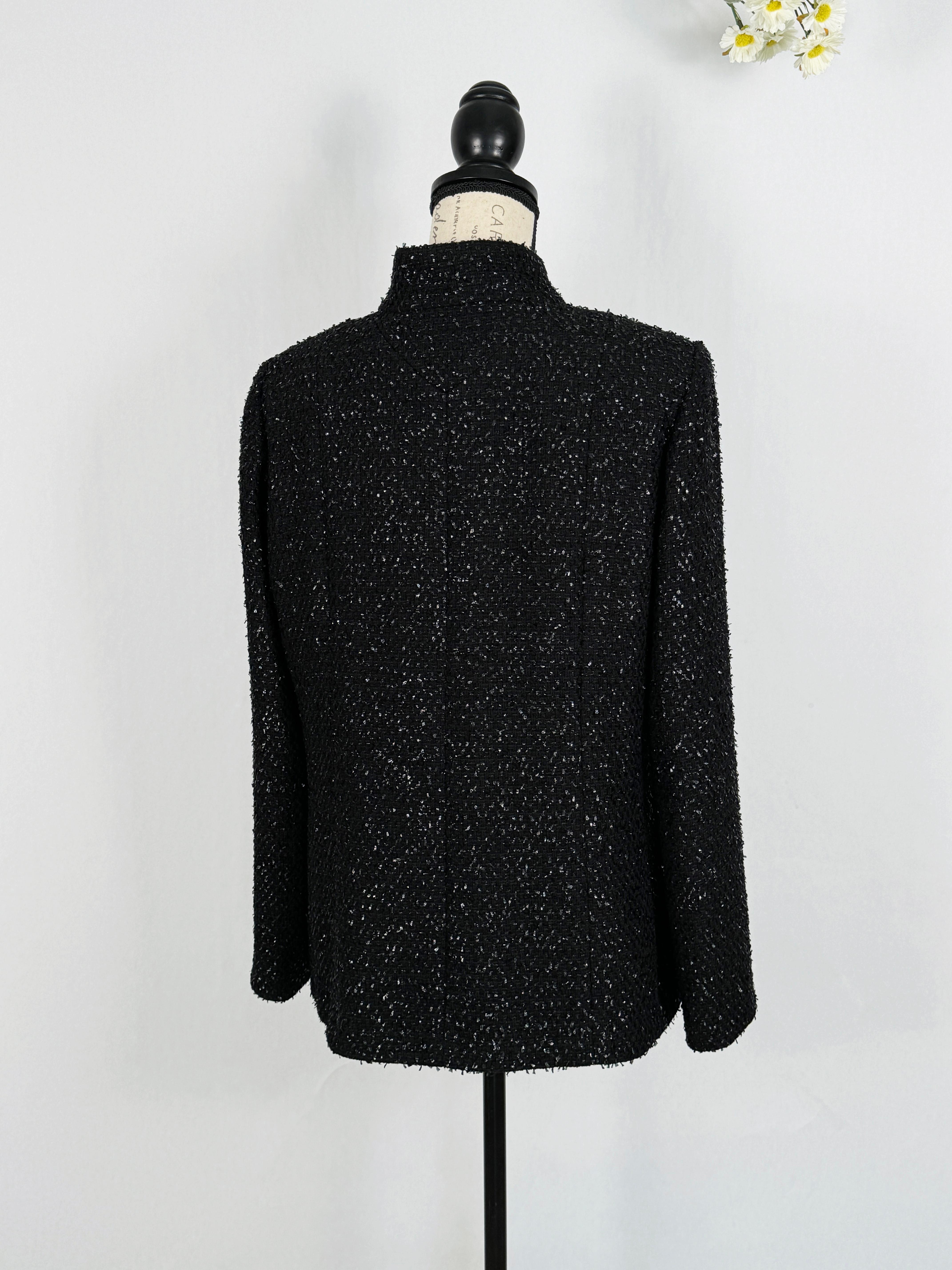 Chanel New 2019 Spring Timeless Black Tweed Jacket For Sale 13