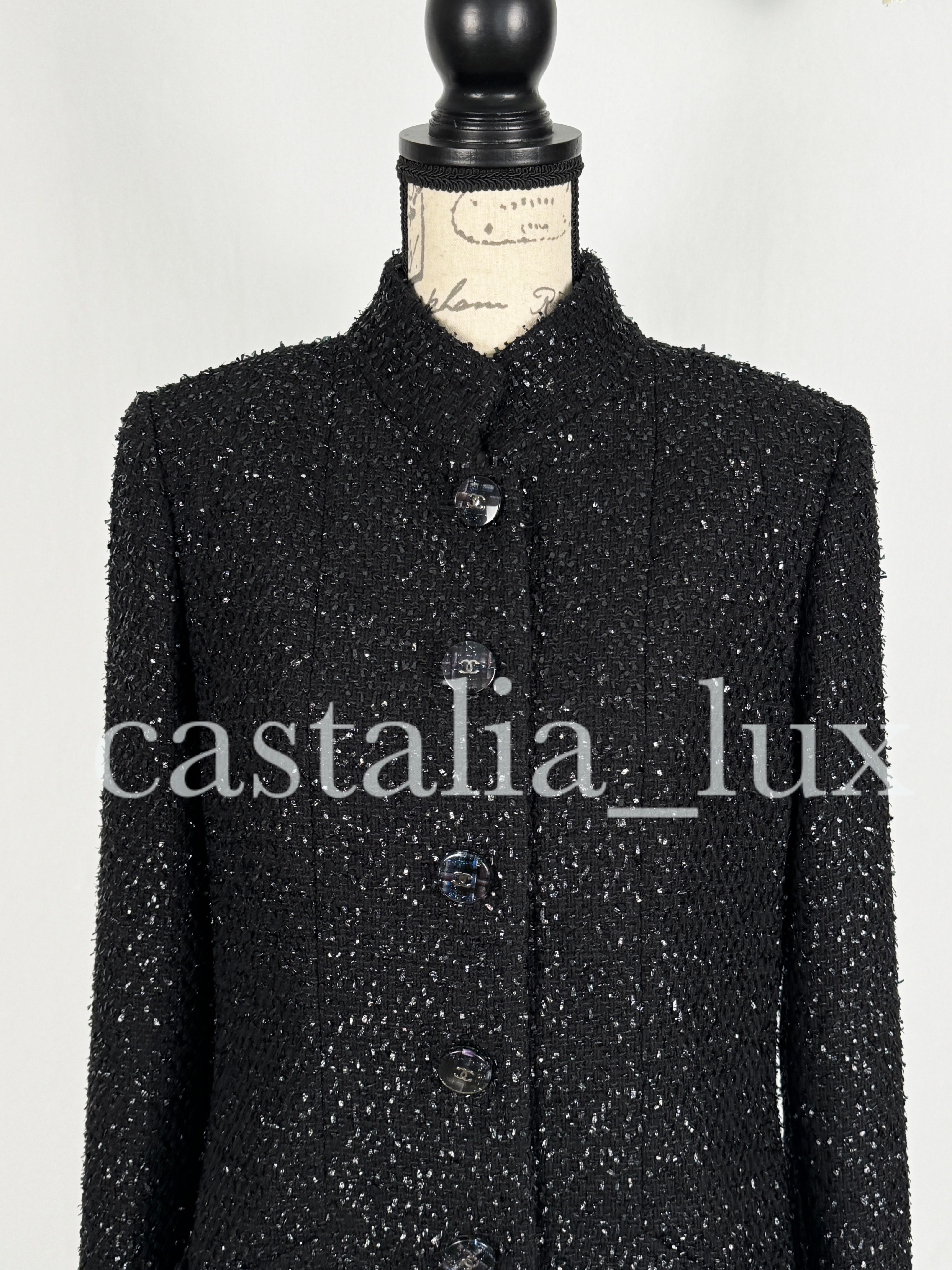 Chanel New 2019 Spring Timeless Black Tweed Jacket For Sale 4