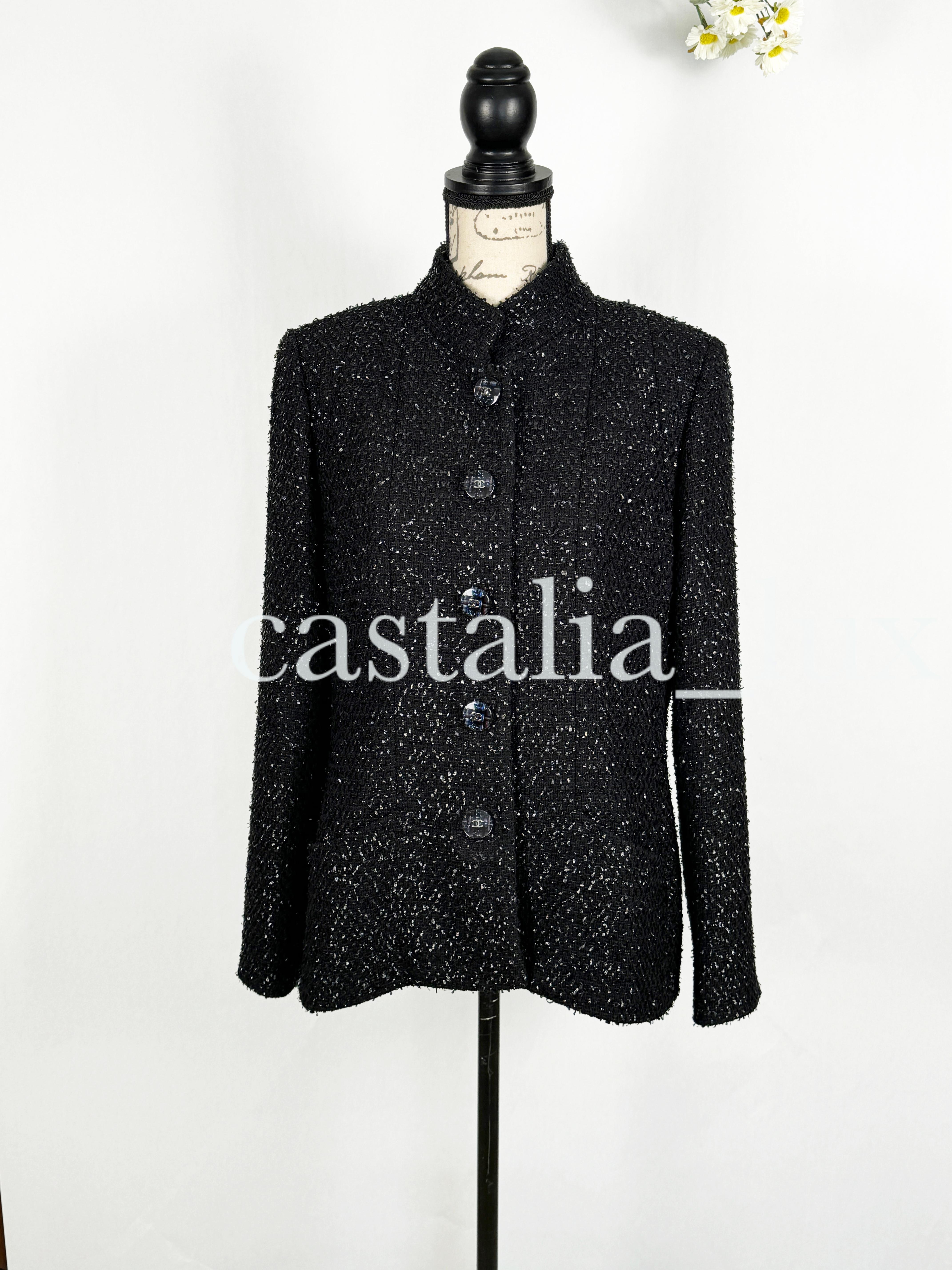 Chanel New 2019 Spring Timeless Black Tweed Jacket For Sale 6