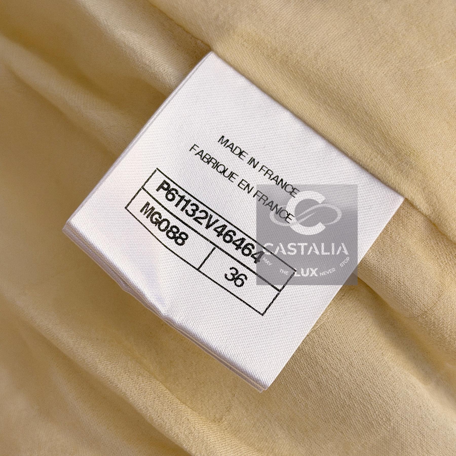 CHANEL Nueva Primavera 2019 Chaqueta bomber de tweed amarillo 36 FR en venta 13