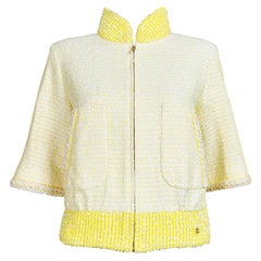 CHANEL New 2019 Spring Yellow Tweed Bomber Jacket 36 FR