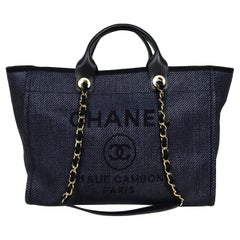 Chanel NEW 2020 Black Mixed Fibers Large Deauville Tote Bag