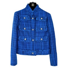 CHANEL New 2020 Iconic Royal Blue Tweed Jacket 34 FR