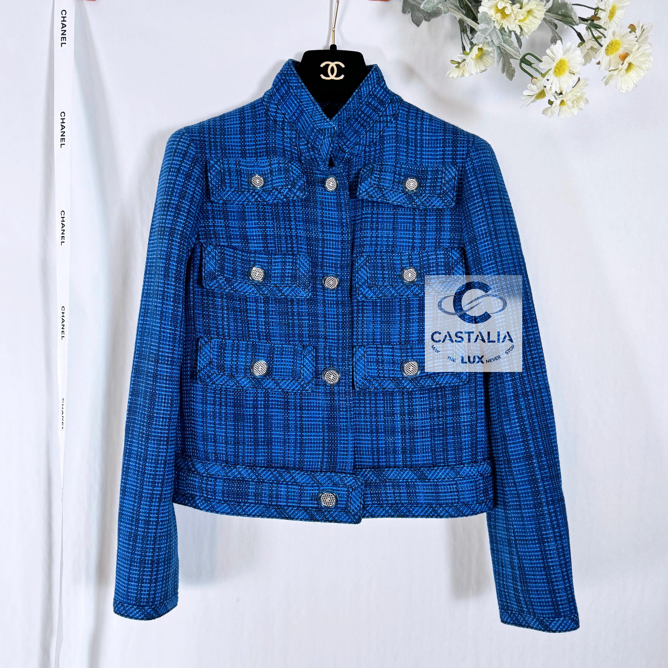 Chanel New 2020 Iconic Royal Blue Tweed Jacket 9